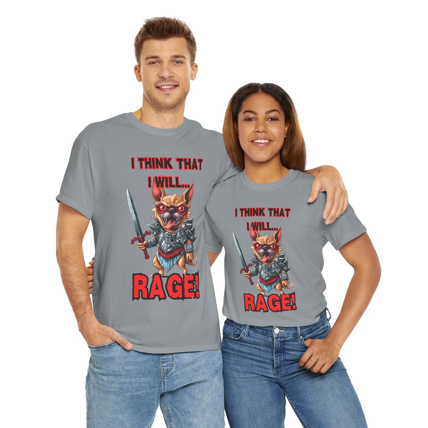 'I Think That I Will RAGE' Chihuahua Barbarian Unisex Heavy Cotton Tee, Funny Graphic T-Shirt, Gift for Dog Lovers, Unique Humor Shirt, D&D, DND, RPG, TTRPG, Geek, Nerd