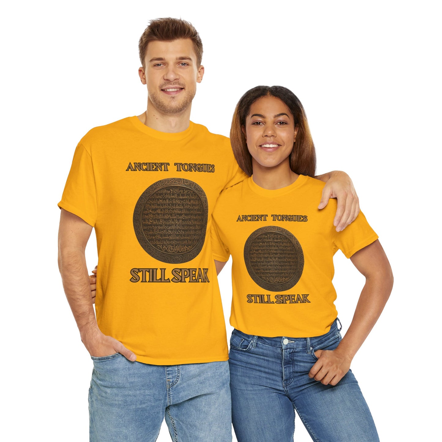 'Ancient Tongues Still Speak' Old Elvish Dwarvish Language Unisex Heavy Cotton Tee, Graphic Tee, Gift for Linguists, Casual Wear, Unique Quote Shirt, DND, RPG, TTRPG, Geek, Nerd