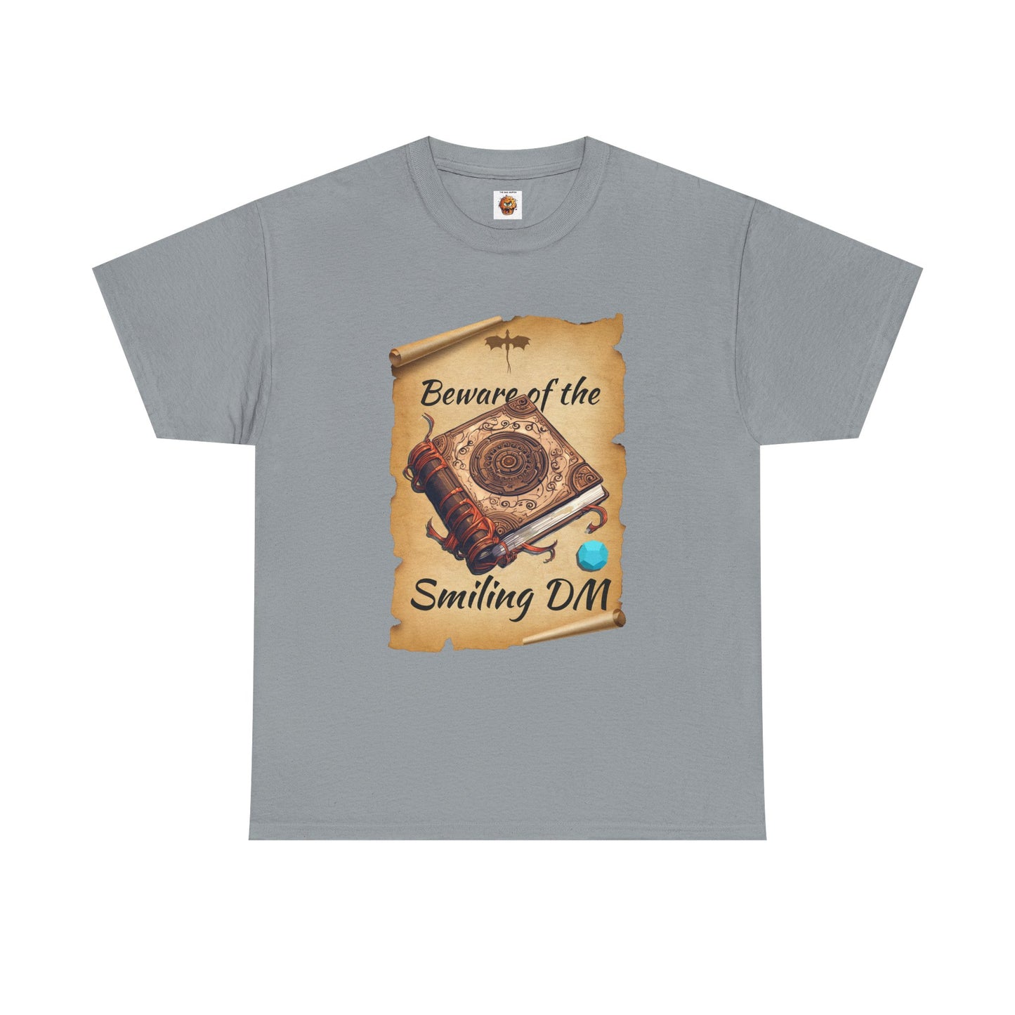 Unisex Heavy Cotton Tee - "Beware of the Smiling DM" RPG Humor Shirt, Ideal for Gamers, Casual Wear, Gifts for D&D Fans, Fun T-Shirt, D20, DND, TTRPG, Geek, Nerd
