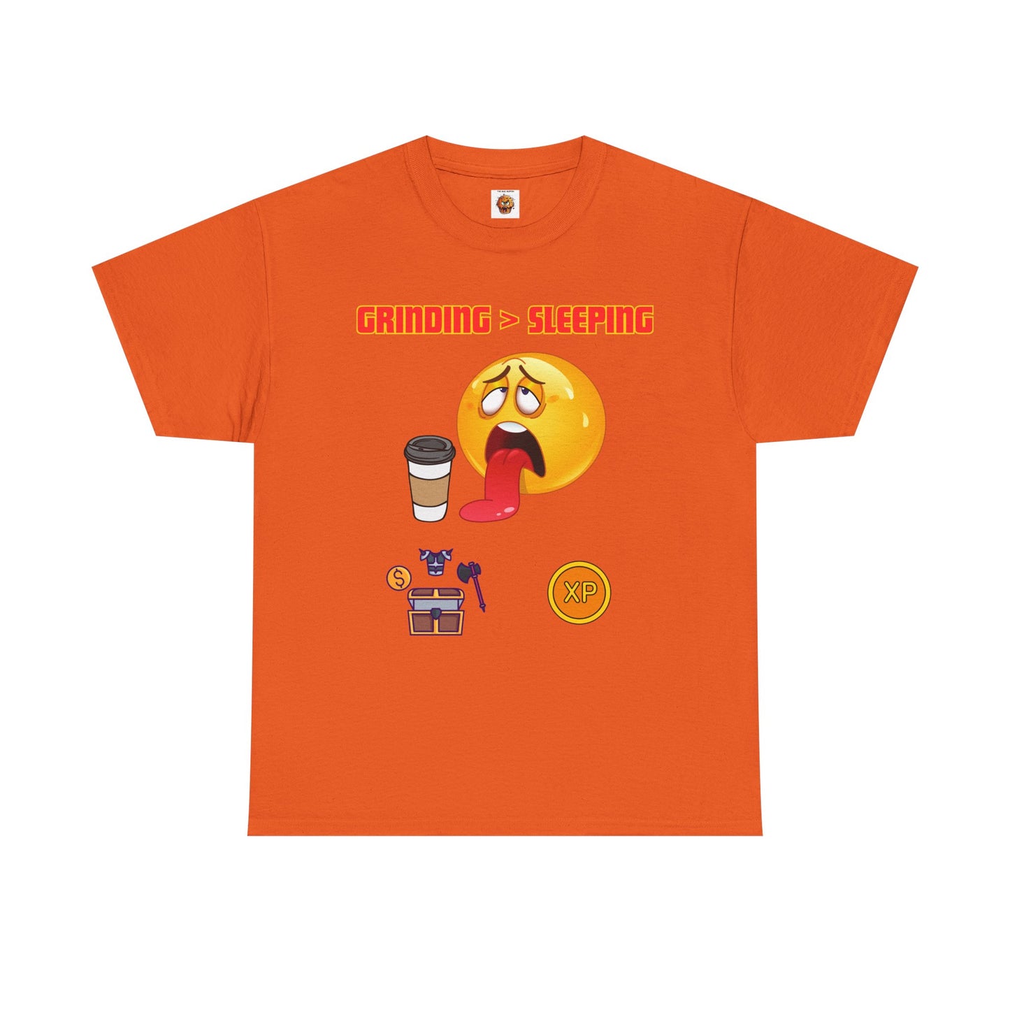Grinding > Sleeping Unisex Heavy Cotton Tee - Funny Graphic T-Shirt for Gamers and Coffee Lovers, Gaming, Video Game, Geek, Nerd, RPG