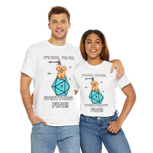 'Everything's Fine!' Funny D&D Dog Puppy Tee: Perfect for Gamers, Dog Lovers, & Casual Wear, Gifts for Birthdays, Holidays, or Just for Fun! DND, RPG, TTRPG, Geek, Nerd