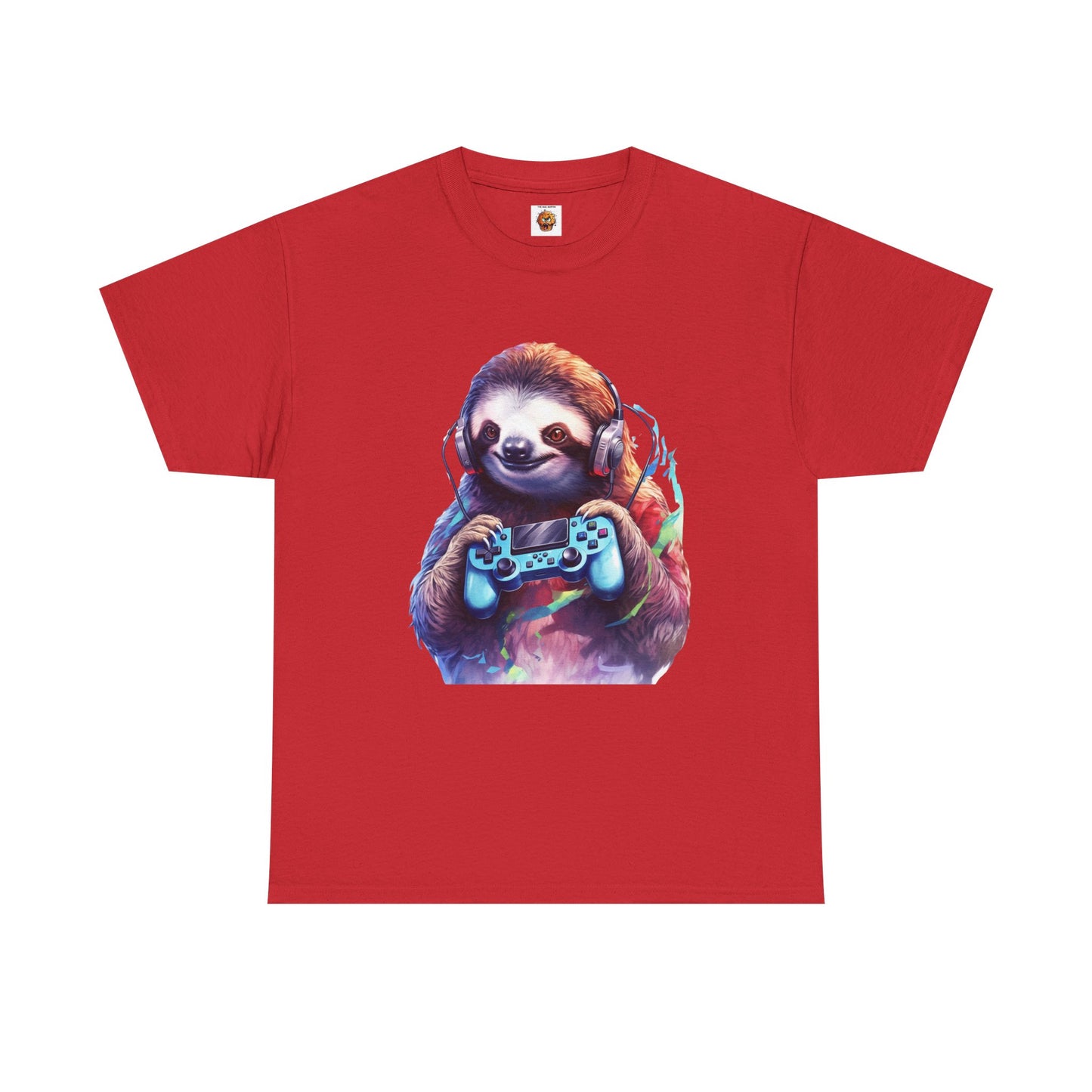 Cute Kawaii Gaming Sloth Unisex Heavy Cotton Tee - Animal Shirt, Gamer Apparel, Video Game, Anime, Weeb, Otaku, Geek, Nerd