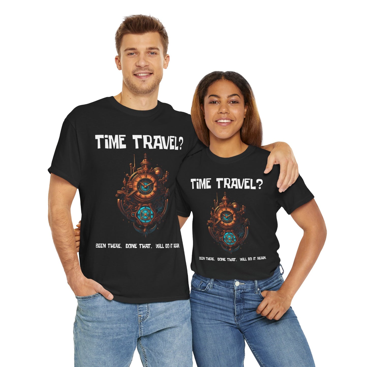 Time Travel Funny Mystical Unisex Heavy Cotton Tee Shirt - Unique Steampunk Design for Dreamers, Geek, Nerd, Science, Tech, Cyberpunk