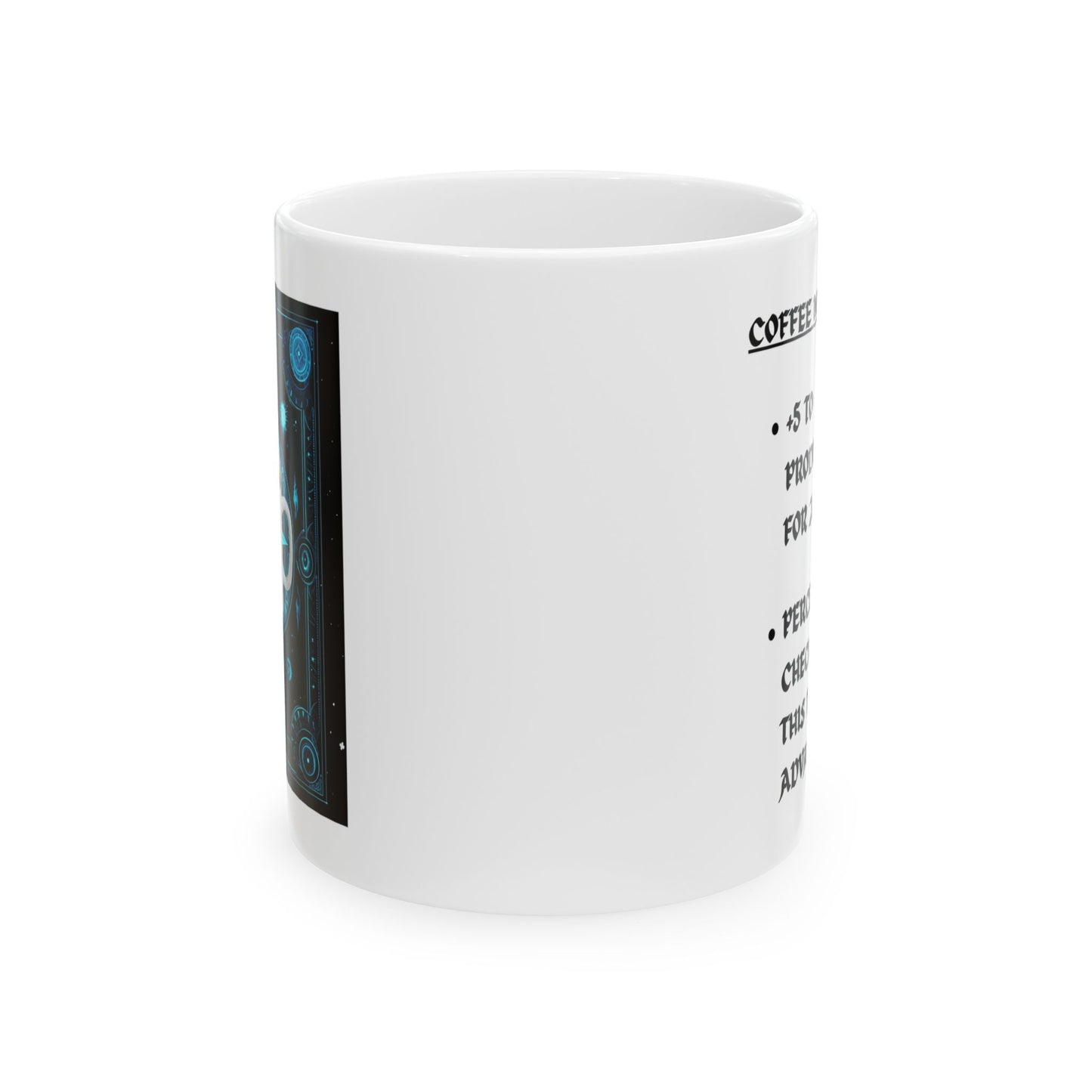 Funny Motivational Ceramic Cup - Coffee Mug Of Focus Magic Item Card Design (11oz & 15oz) - D&D, DND, RPG, TTRPG, Roleplaying, Geek, Nerd