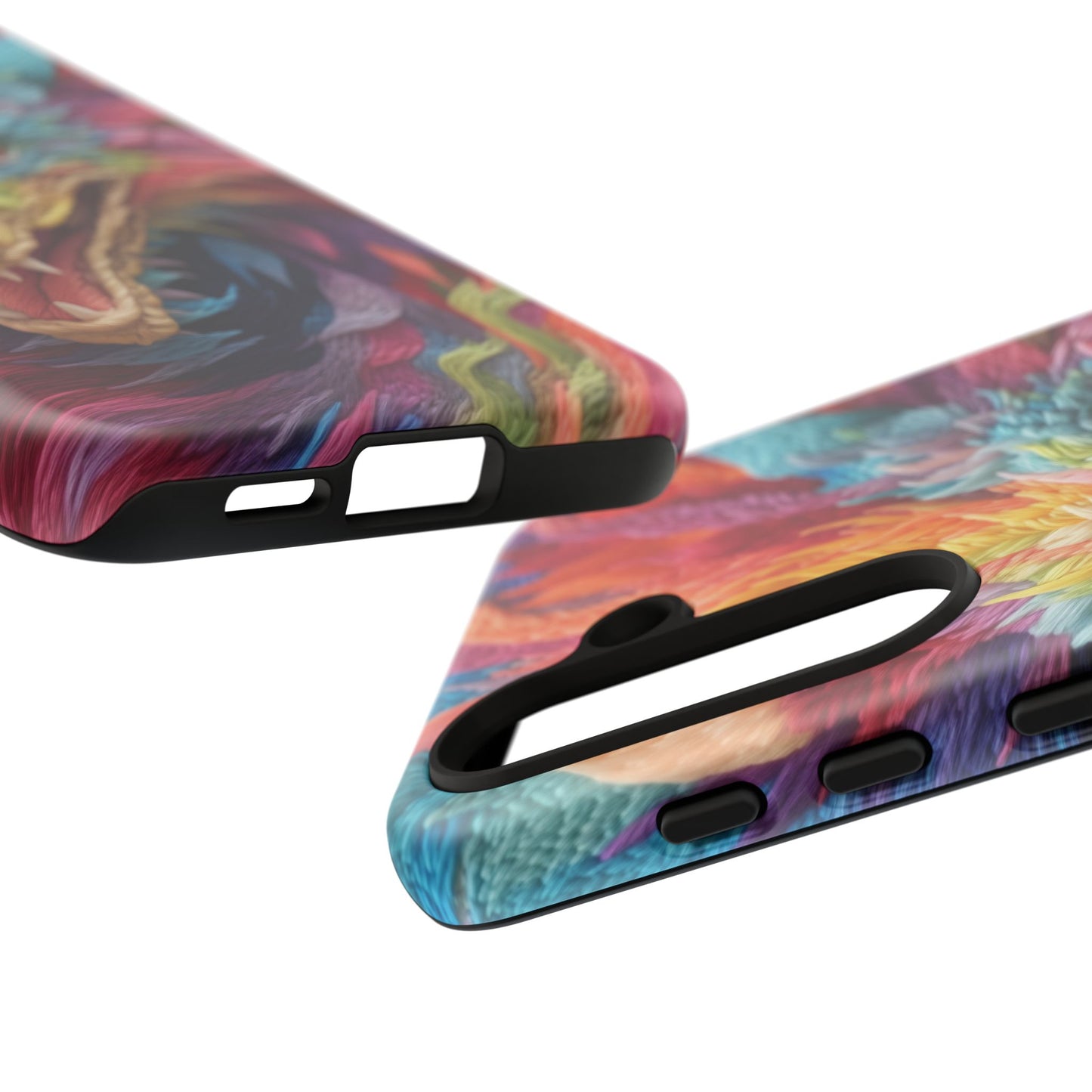 Vibrant 3D Embroidery Embroidered Rainbow Dragon Phone Case - Tough Protection for Fantasy Lovers, DND, RPG, TTRPG, Geek, Nerd