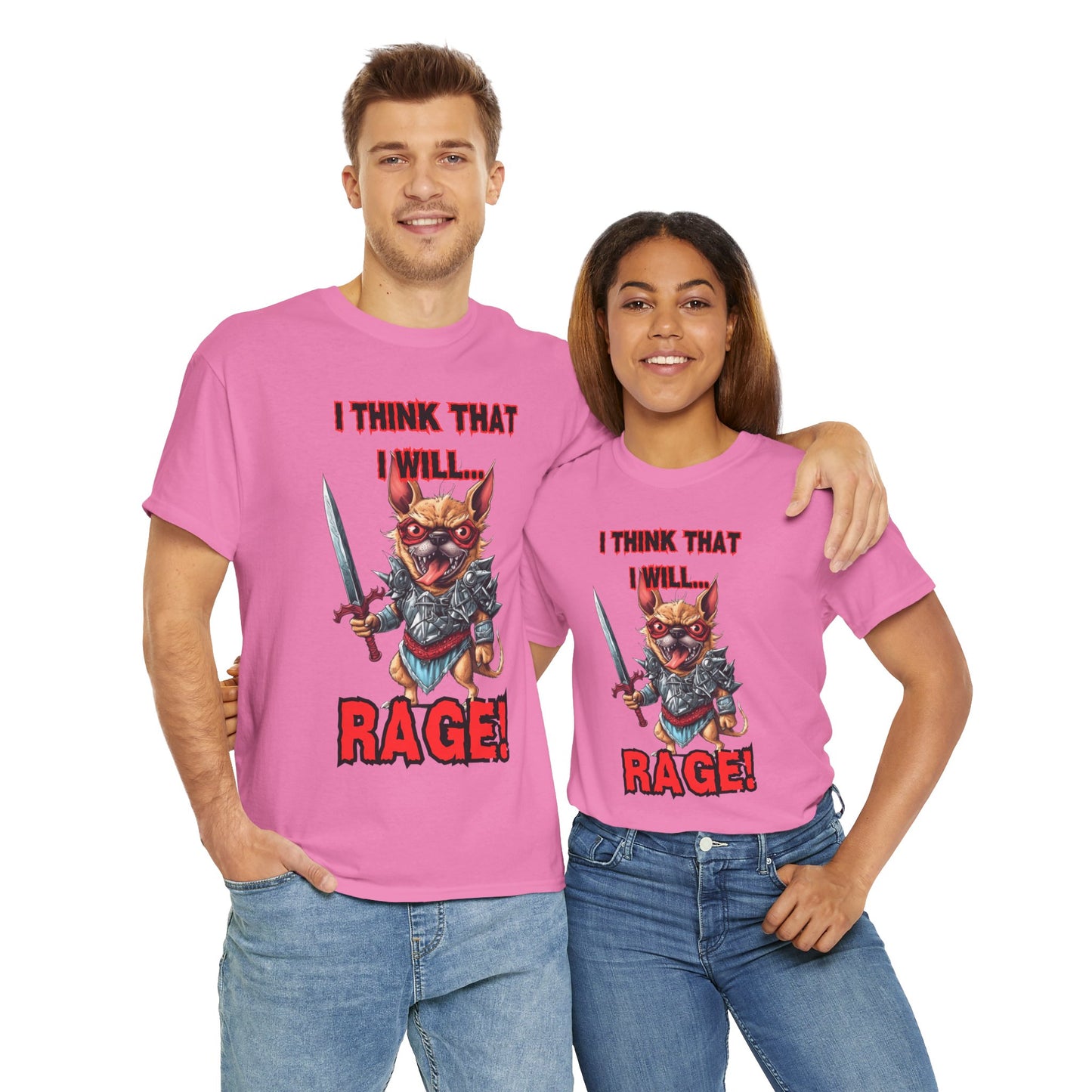 'I Think That I Will RAGE' Chihuahua Barbarian Unisex Heavy Cotton Tee, Funny Graphic T-Shirt, Gift for Dog Lovers, Unique Humor Shirt, D&D, DND, RPG, TTRPG, Geek, Nerd