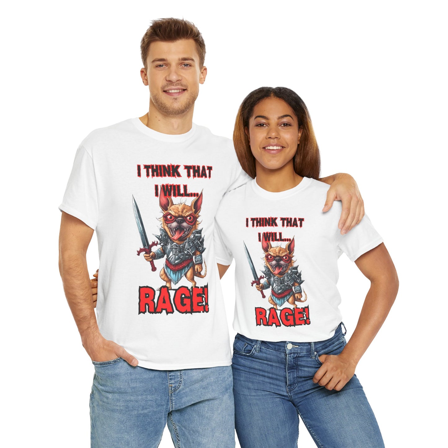 'I Think That I Will RAGE' Chihuahua Barbarian Unisex Heavy Cotton Tee, Funny Graphic T-Shirt, Gift for Dog Lovers, Unique Humor Shirt, D&D, DND, RPG, TTRPG, Geek, Nerd