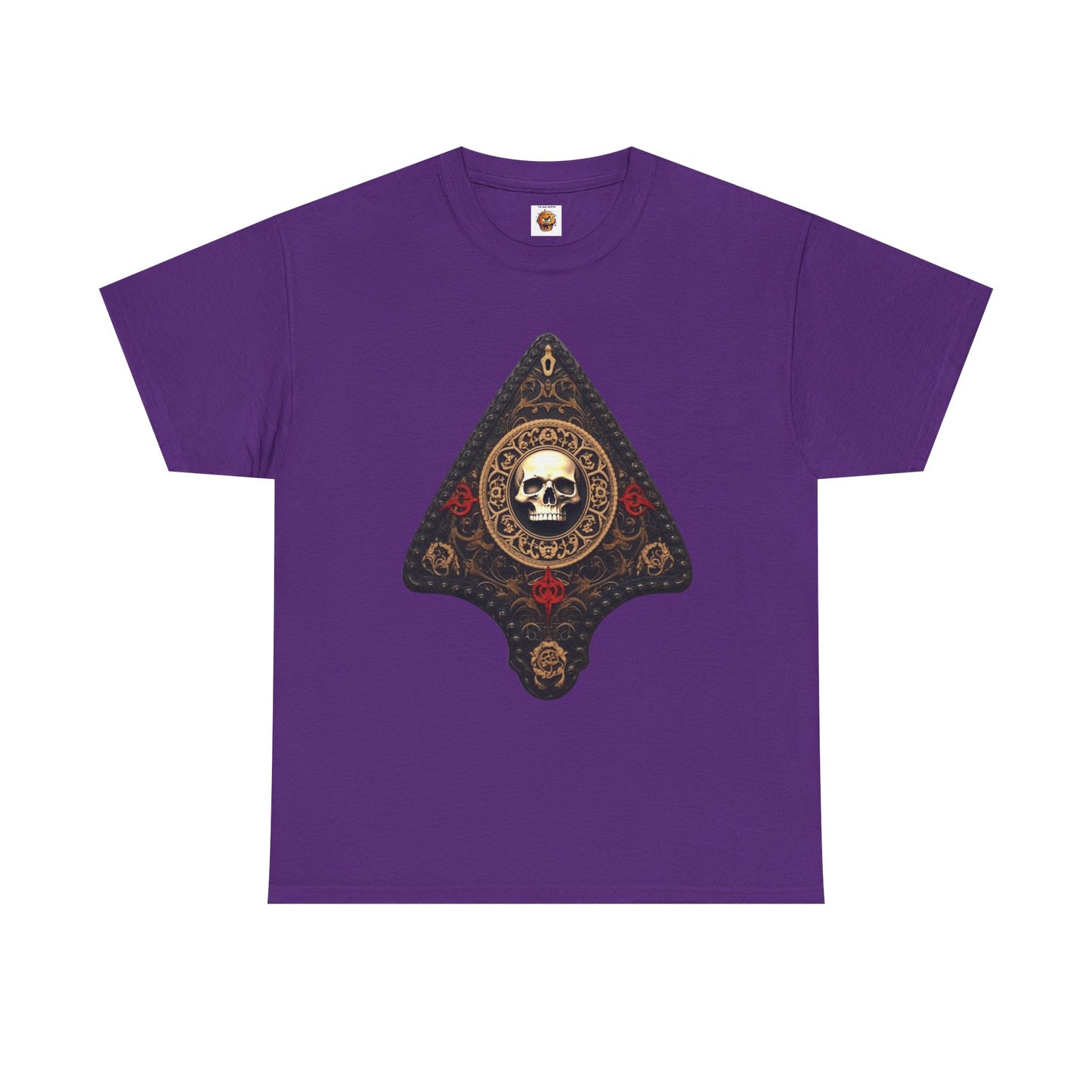 Skull Design Ouija Planchette Unisex Heavy Cotton Tee Shirt - Unique Graphic T-Shirt for Horror Fans, Scary, Gothic, Halloween, Geek, Nerd