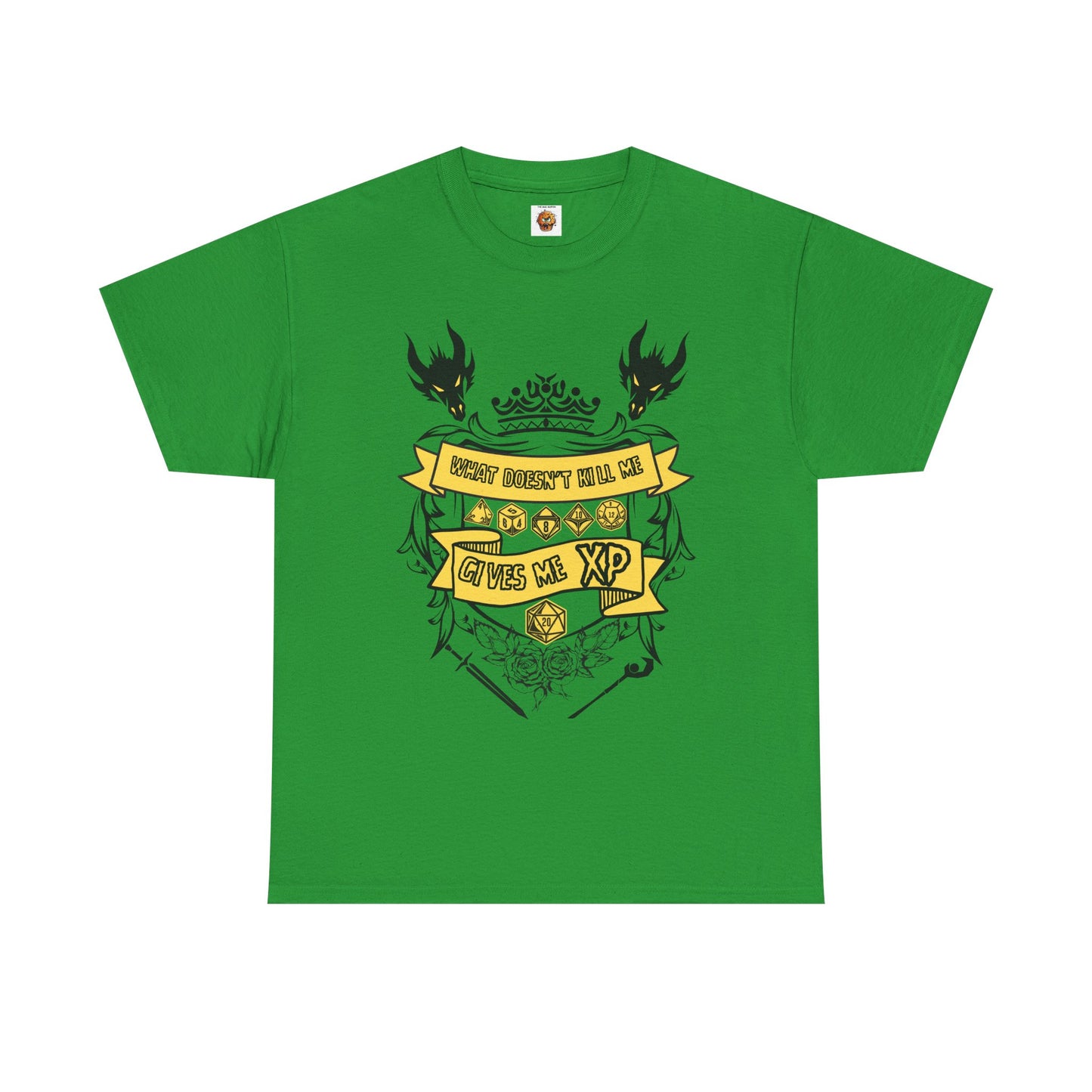 'What Doesn't Kill Me Gives Me XP' Dungeons and Dragons DND Unisex Heavy Cotton Tee Shirt T-Shirt - RPG, TTRPG, Roleplaying, Geek, Nerd