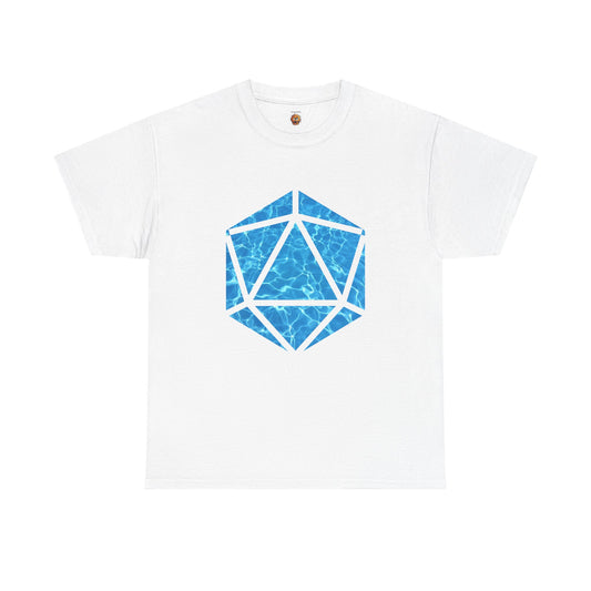 D20 Water Element-Inspired Unisex Heavy Cotton Tee - Graphic Tee, Casual Shirt, Unique Gift, Summer Outfit, Eco-Friendly Fashion, DND, RPG, TTRPG, Geek, Nerd