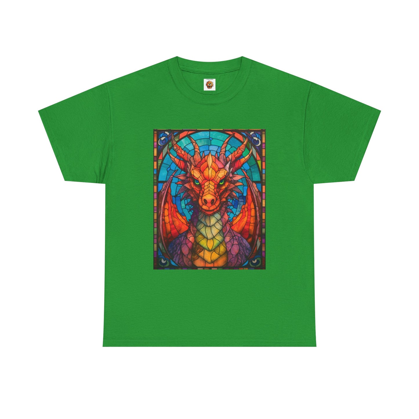 Dungeons And Dragons DND Stained Glass Red Dragon Tee Shirt - Unisex Heavy Cotton T-Shirt for Fantasy Lovers, Geek, Nerd