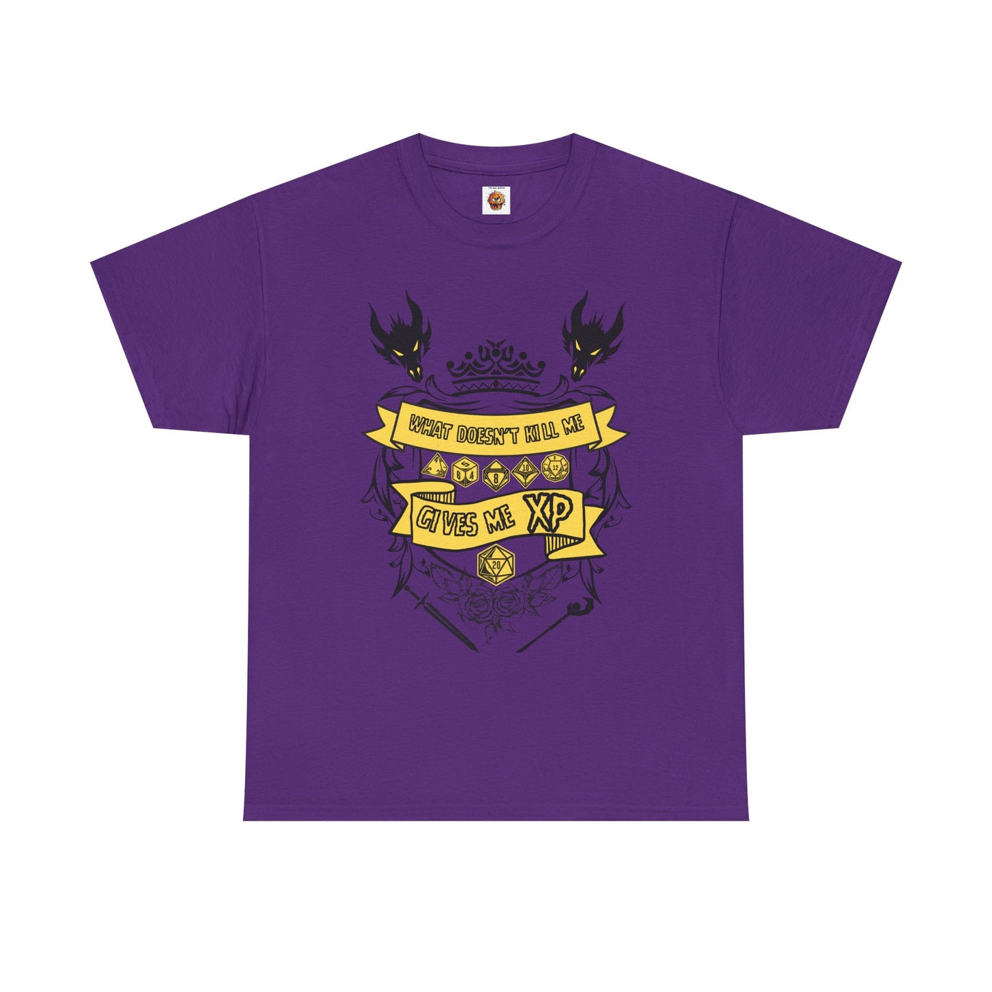 'What Doesn't Kill Me Gives Me XP' Dungeons and Dragons DND Unisex Heavy Cotton Tee Shirt T-Shirt - RPG, TTRPG, Roleplaying, Geek, Nerd