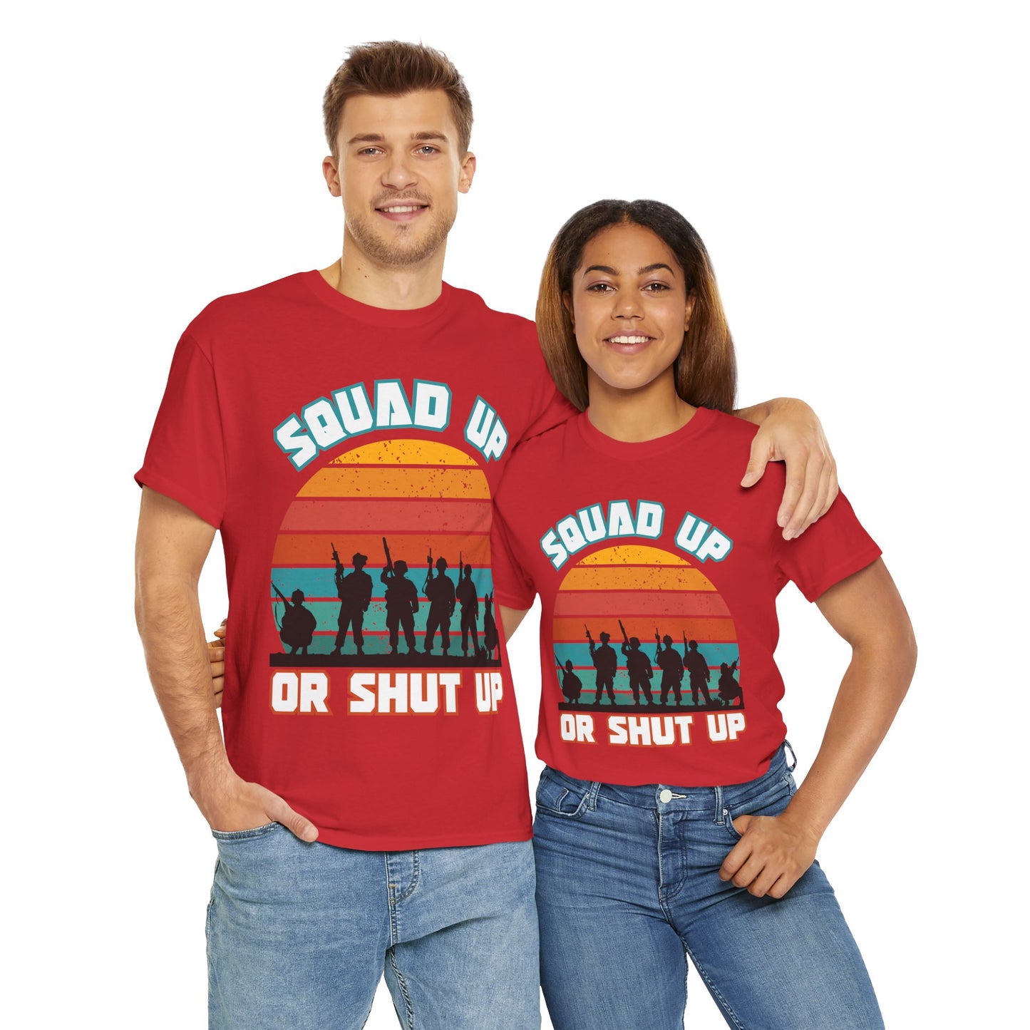 Squad Up Military Unisex Heavy Cotton Tee Shirt - Gamer, Gaming Graphic T-Shirt for Friends, Parties, and Casual Wear, Geek, Nerd