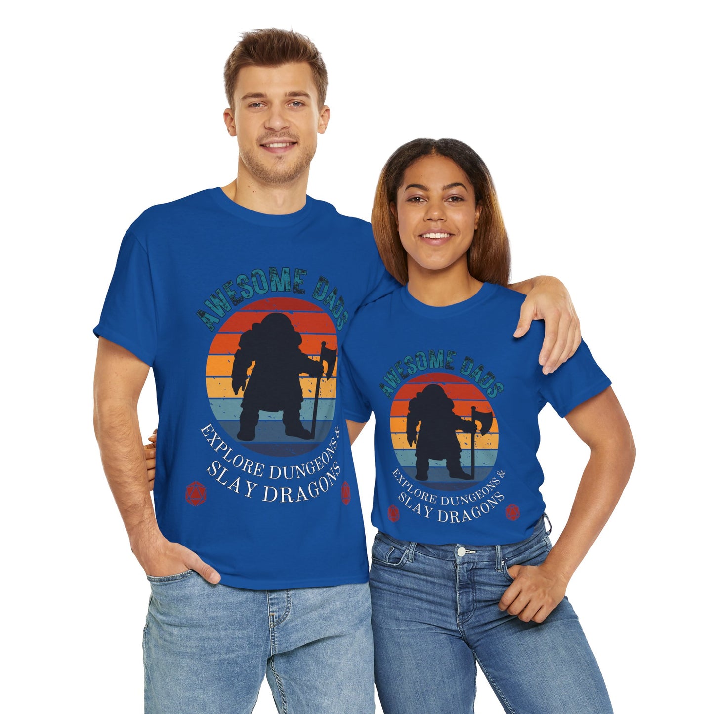 Awesome Dads Dungeons and Dragons DND Unisex Heavy Cotton Tee Shirt - Father's Day, Birthday, RPG, TTRPG, Roleplaying, Geek, Nerd