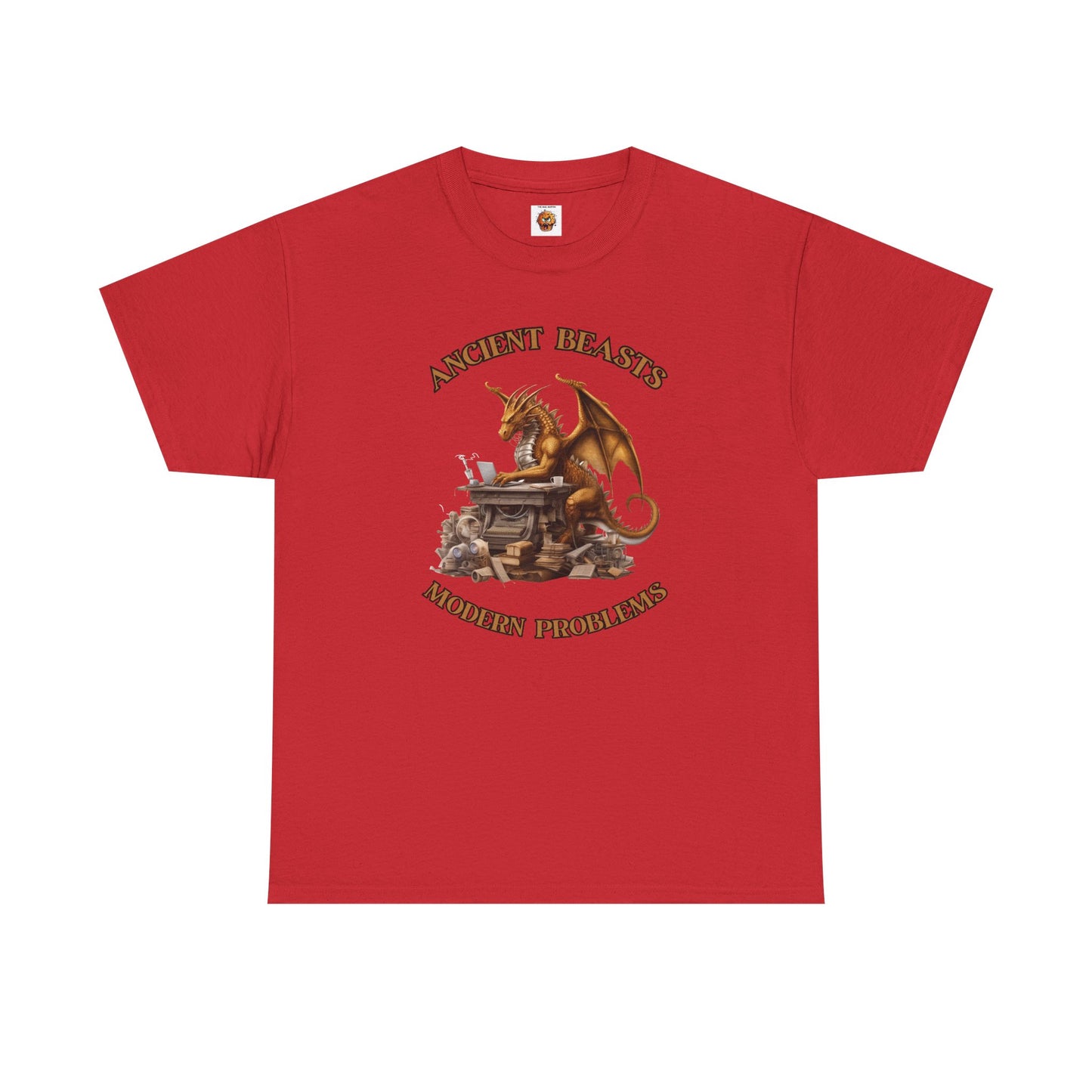 Dragons & Office Work Unisex Heavy Cotton Tee, Perfect Gift for Fantasy Lovers, Bookworms, T-Shirt for Dragon Enthusiasts, DND, RPG, TTRPG, Geek, Nerd, Reader