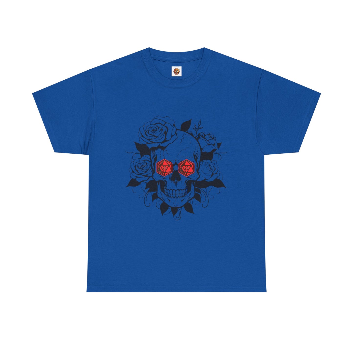 Gothic Floral Skull D20 Dungeons and Dragons DND Unisex Heavy Cotton Tee Shirt - RPG, TTRPG, Roleplaying, Geek, Nerd