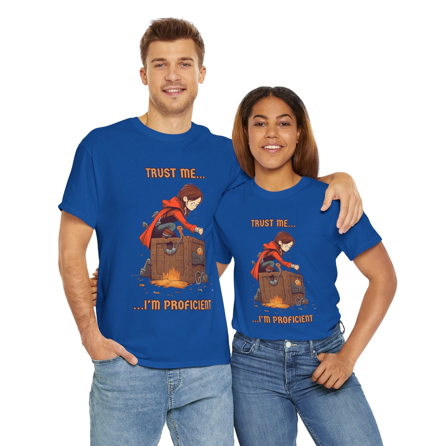 'Trust Me, I'm Proficient' Dungeons and Dragons DND Unisex Heavy Cotton Tee Shirt T-Shirt, RPG, TTRPG, Roleplaying, Geek, Nerd, Rogue, Thief