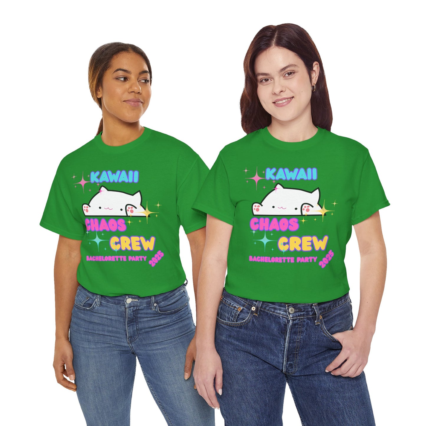 Cute Kawaii Chaos Crew Bachelorette Party 2025 Unisex Heavy Cotton Tee - Perfect for Anime Lovers, Funny, Weeb, Otaku, Geek, Nerd, Cat