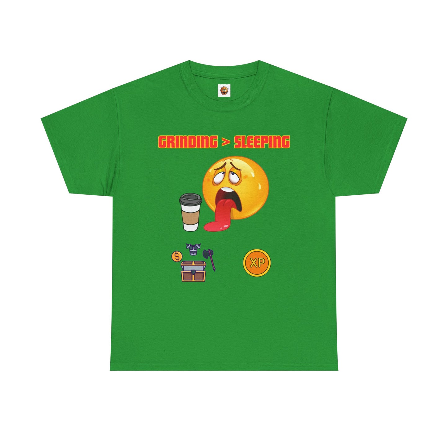 Grinding > Sleeping Unisex Heavy Cotton Tee - Funny Graphic T-Shirt for Gamers and Coffee Lovers, Gaming, Video Game, Geek, Nerd, RPG