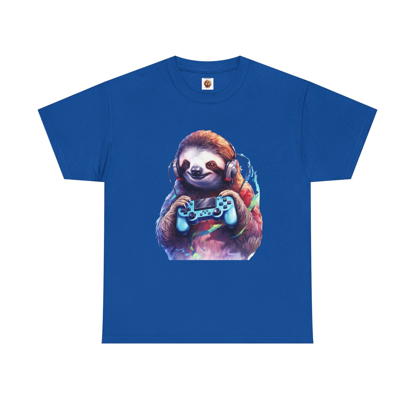Cute Kawaii Gaming Sloth Unisex Heavy Cotton Tee - Animal Shirt, Gamer Apparel, Video Game, Anime, Weeb, Otaku, Geek, Nerd