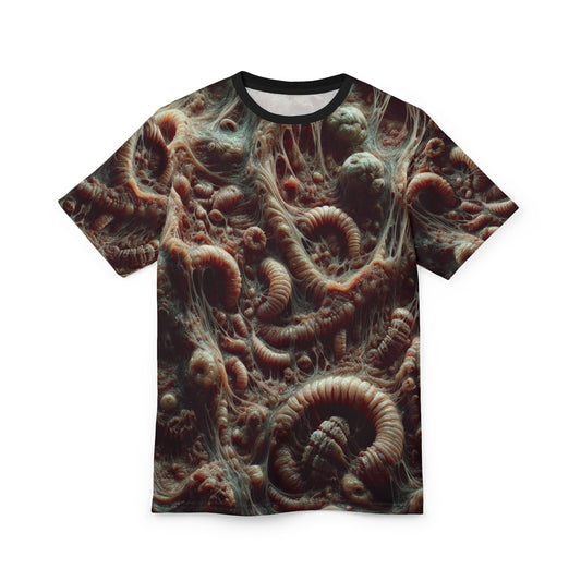 Parasitic Infestation (Body Horror) AOP Unisex Sci-Fi Tee - Intricate Organic Pattern Design, Veins, Boils, Parasites, Worms, Tentacles, Gross, Scary, Creepy, Halloween