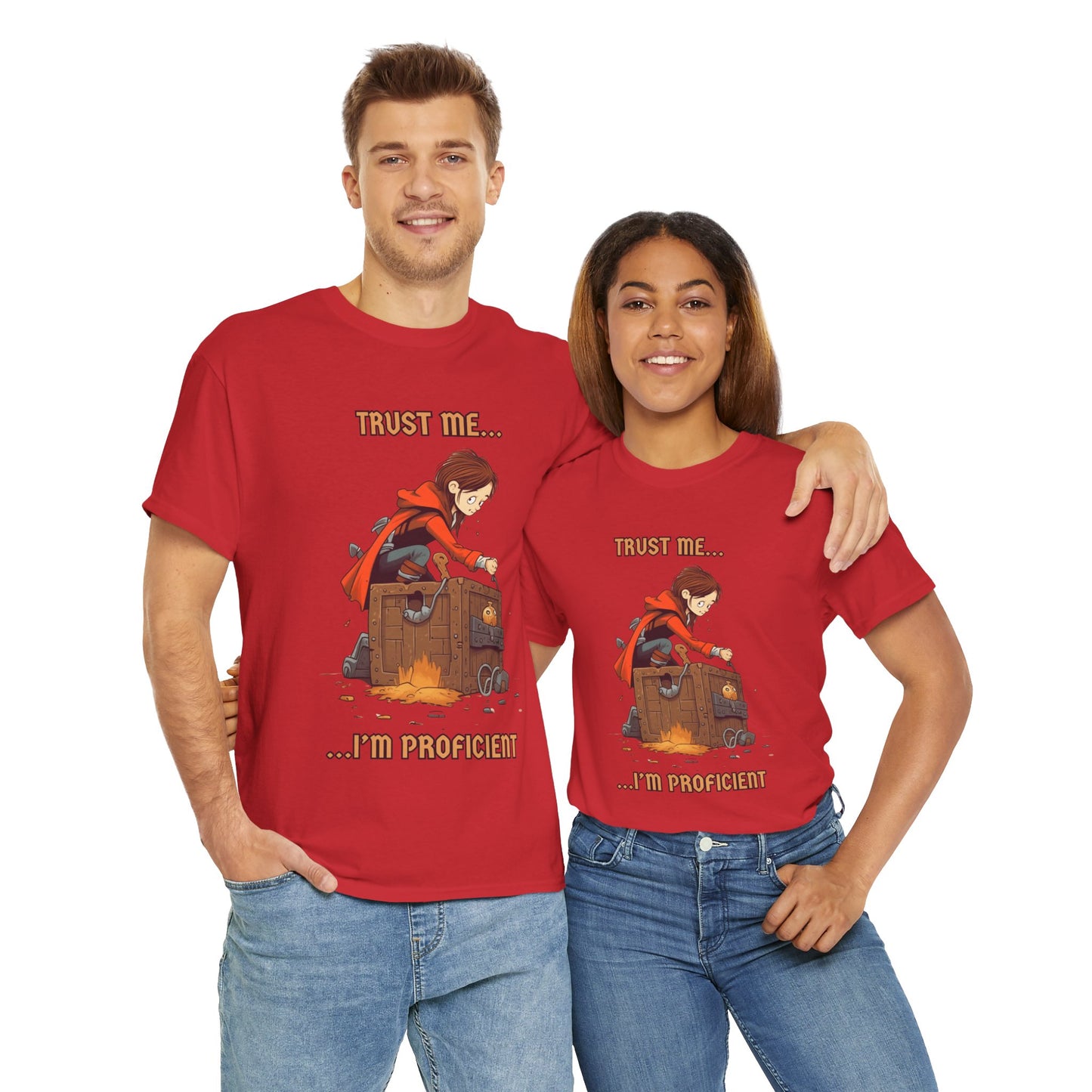 'Trust Me, I'm Proficient' Dungeons and Dragons DND Unisex Heavy Cotton Tee Shirt T-Shirt, RPG, TTRPG, Roleplaying, Geek, Nerd, Rogue, Thief