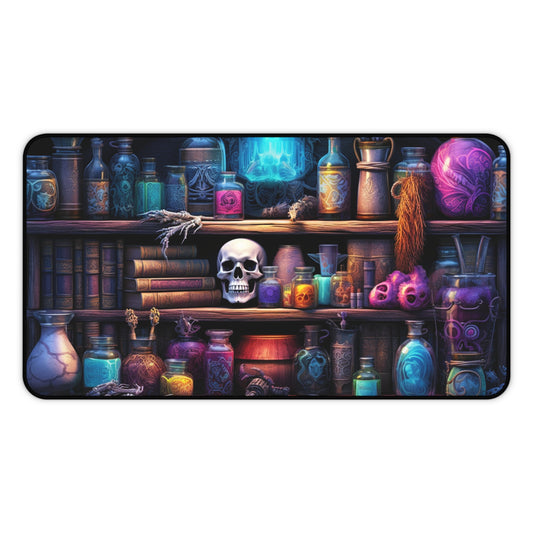 The Necromancer's Book Shelf Mystical Potion Desk Mat - Ideal for Spooky Vibes & Halloween Decor, Scary, Horror, DND