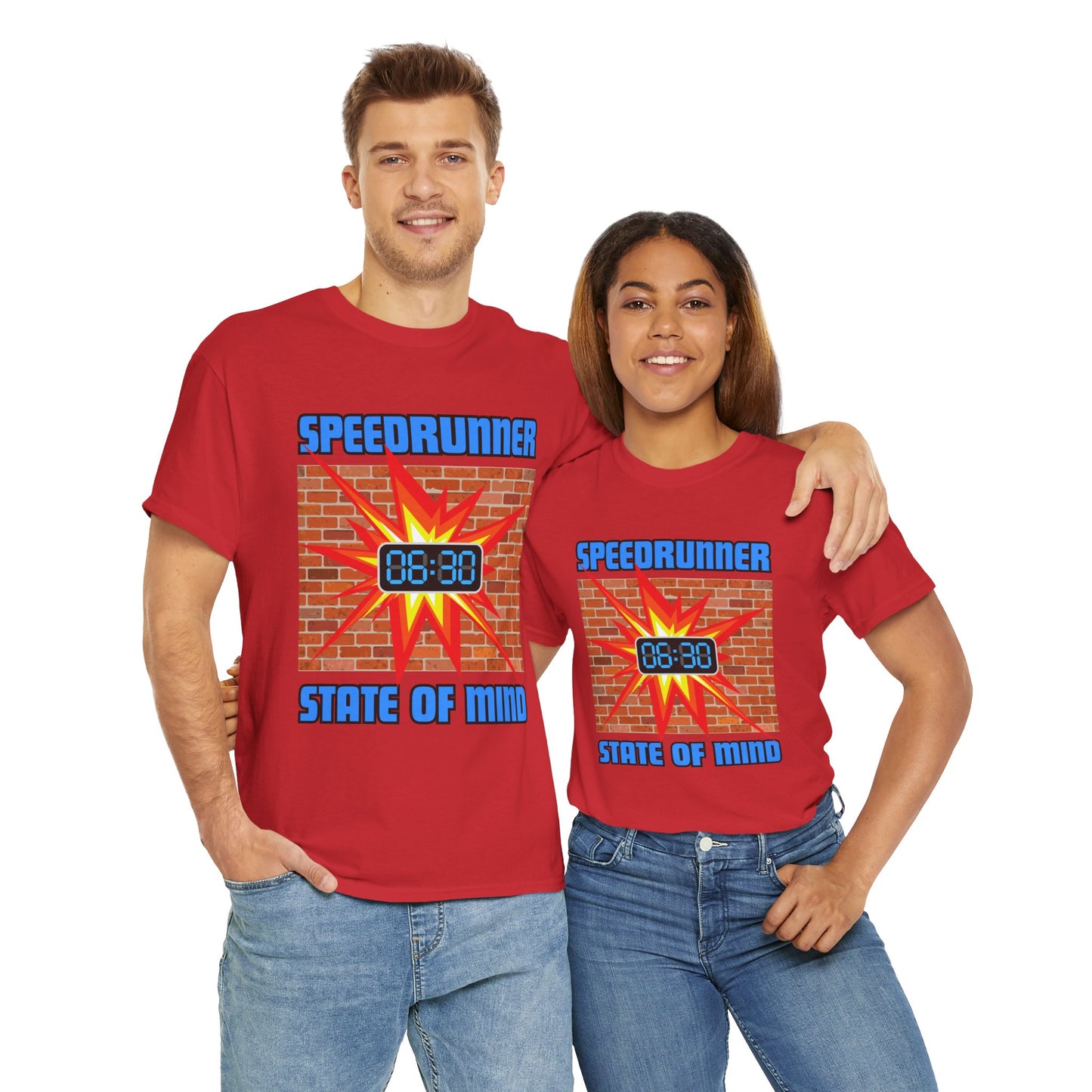 Speedrunner State of Mind Blasting Through Walls Unisex Heavy Cotton Tee - Perfect Gift for Gamers, Gaming, Video Game, Geek, Nerd