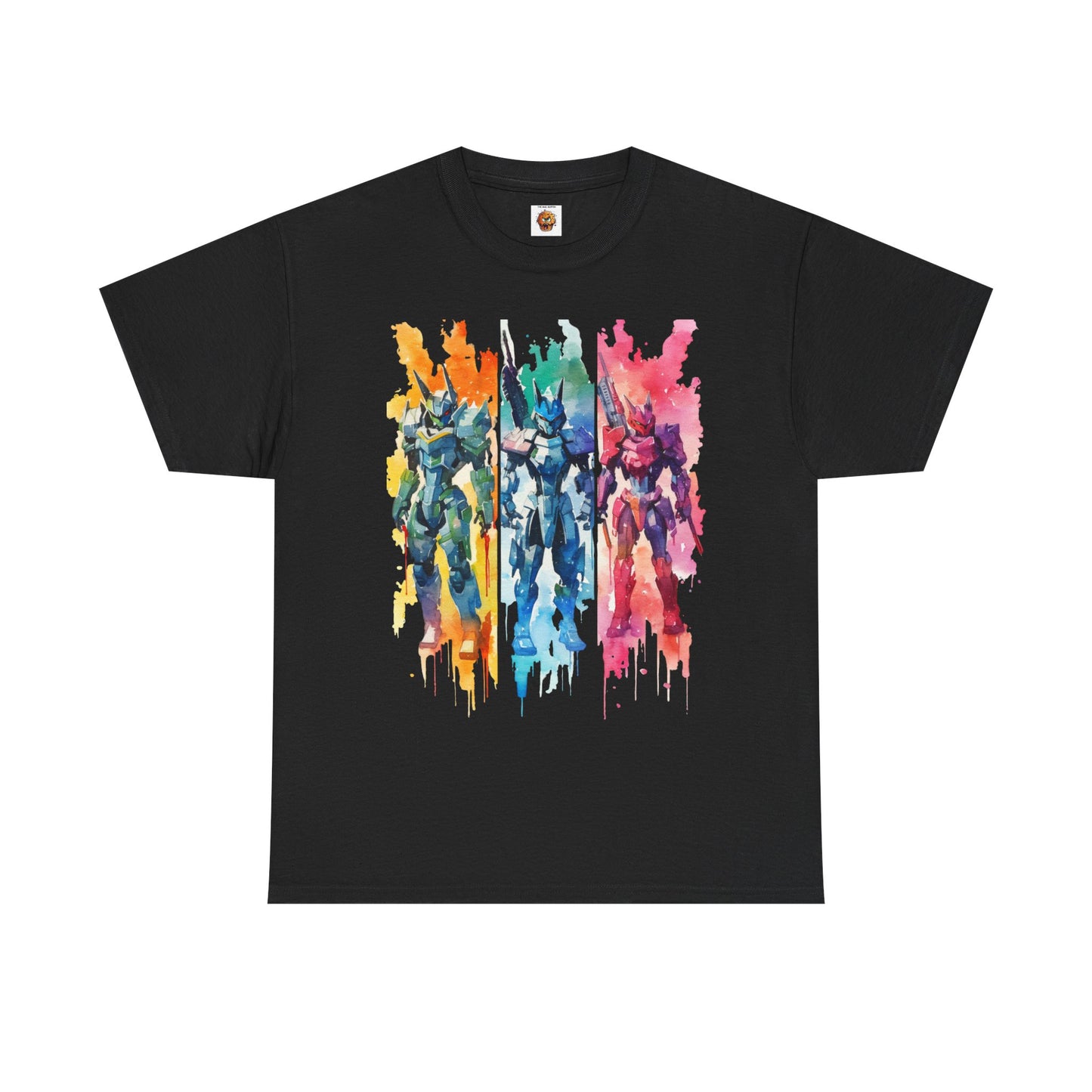 Watercolor Brushstroke Anime Mecha Art Unisex Heavy Cotton Tee Shirt - Mobile Battle Suit Armor, Geek, Nerd, Colorful