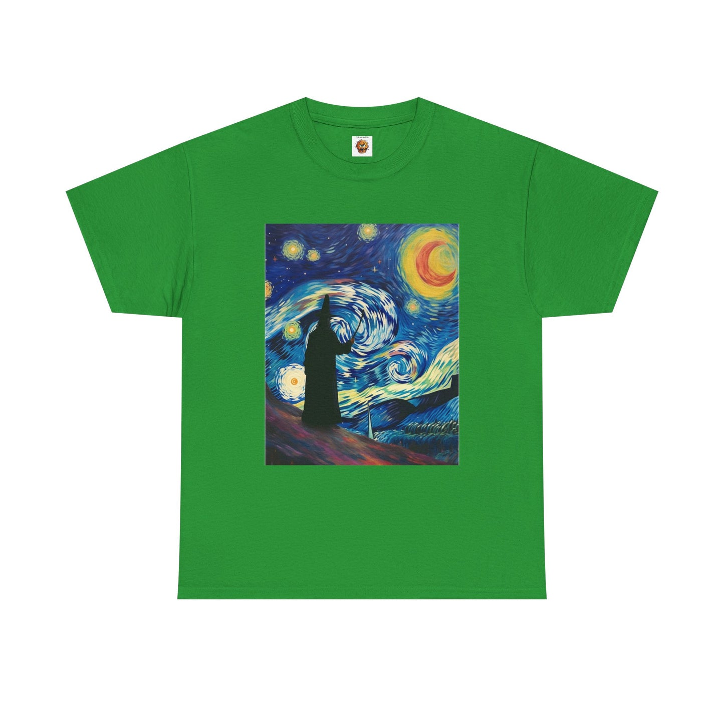 Casting Wizard Starry Night Unisex Heavy Cotton Tee - Artistic Graphic T-Shirt, D&D, DND, Fantasy, Magic, RPG, TTRPG, Geek, Nerd