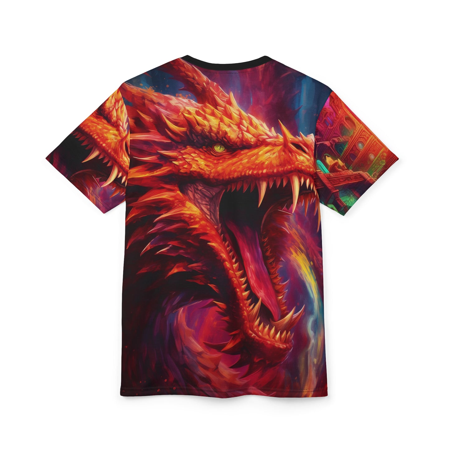Dungeon & Dragon AOP Vibrant Fantasy Staircase Tee, Colorful Artistic T-Shirt, Unique Gift for Art Lovers, Casual Wear, Graphic Tee for Events, DND, RPG, TTRPG, Geek, Nerd