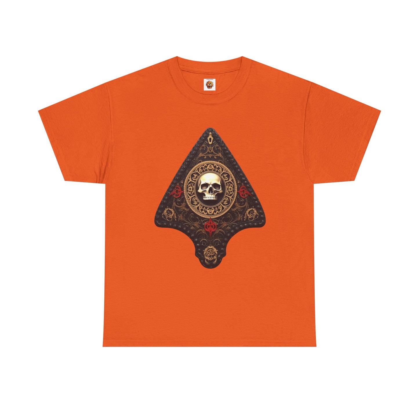 Skull Design Ouija Planchette Unisex Heavy Cotton Tee Shirt - Unique Graphic T-Shirt for Horror Fans, Scary, Gothic, Halloween, Geek, Nerd