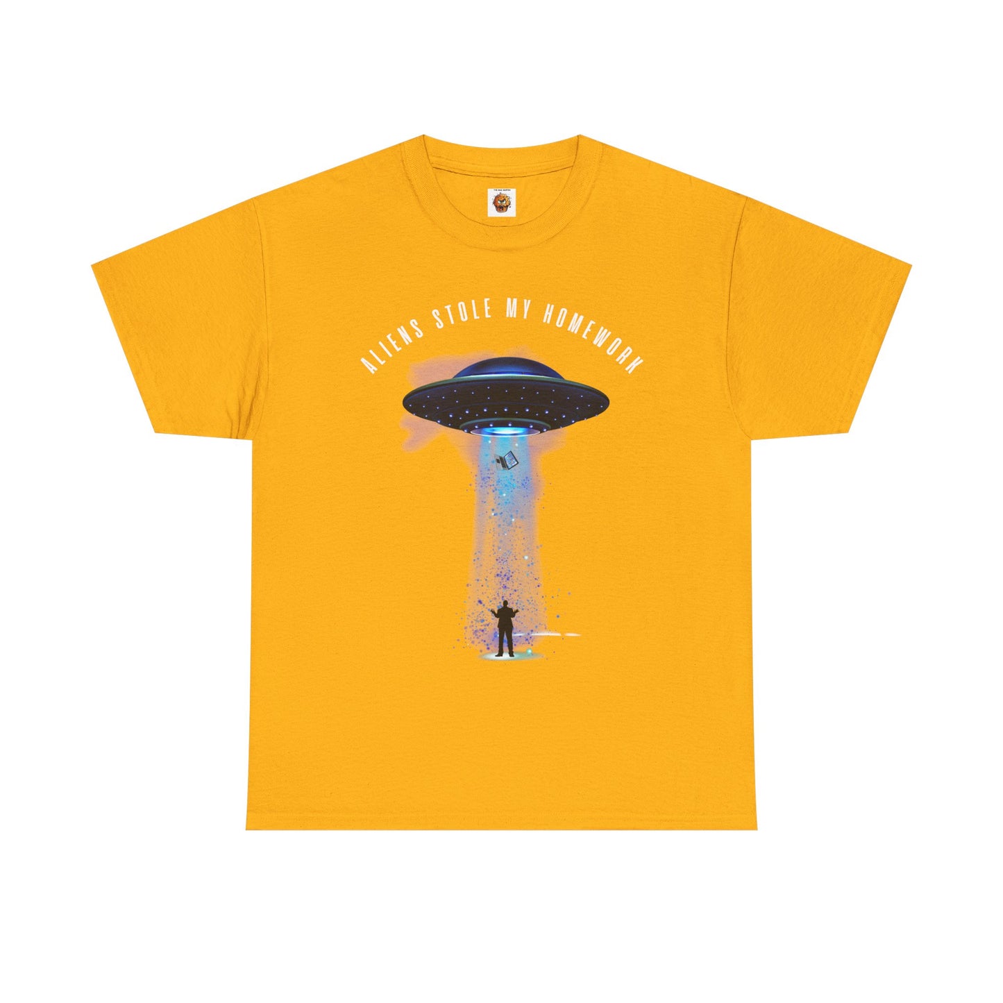 Flying Saucer Alien Abduction Unisex Heavy Cotton Tee Shirt - Aliens Stole My Homework UFO Graphic T-Shirt, Geek, Nerd