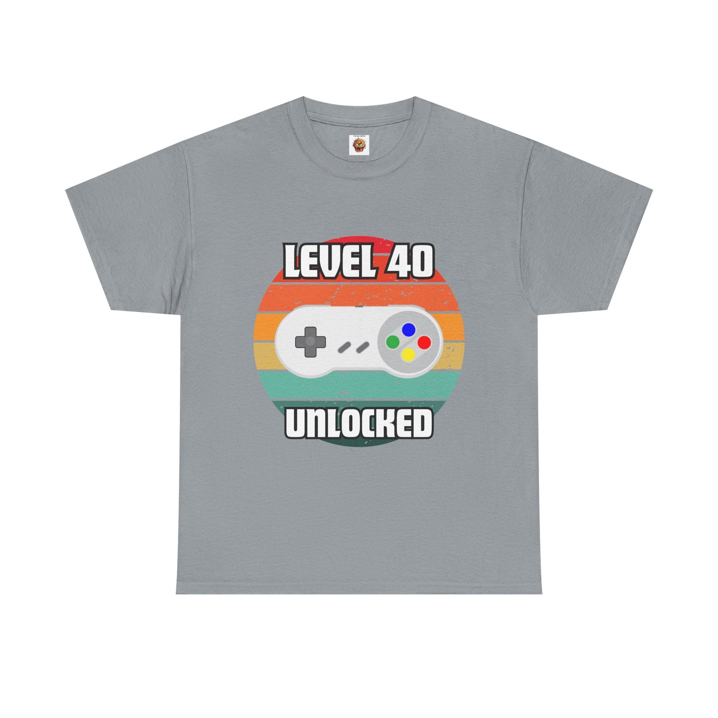 Gaming Level 40 Unlocked Tee - Unisex Heavy Cotton T-Shirt, Video Game, Gamer, Happy Birthday Shirt, Geek, Nerd, Retro