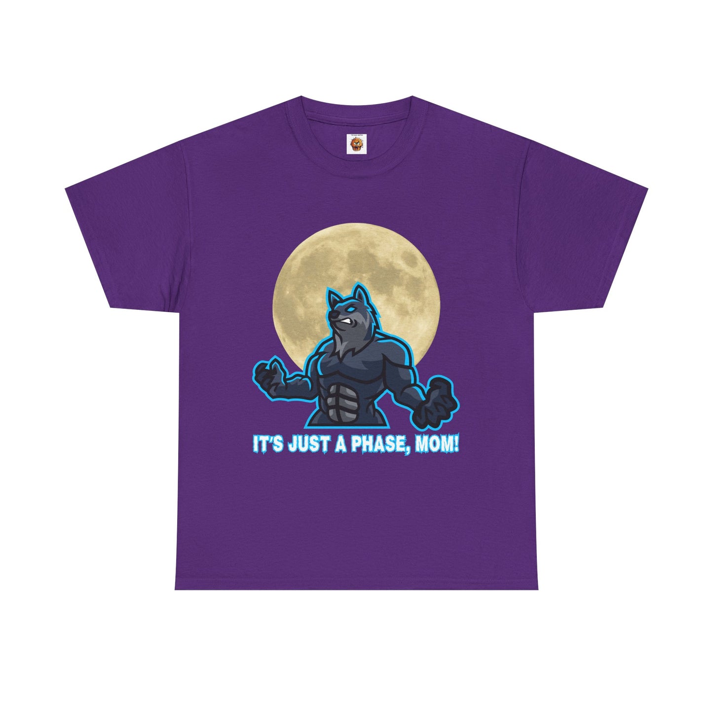 'It's Just A Phase, Mom!' Moon & Werewolf Graphic Tee Shirt T-Shirt – Perfect for Teenagers and Moms! Funny, Horror, Scary, Gothic, Halloween, Geek, Nerd