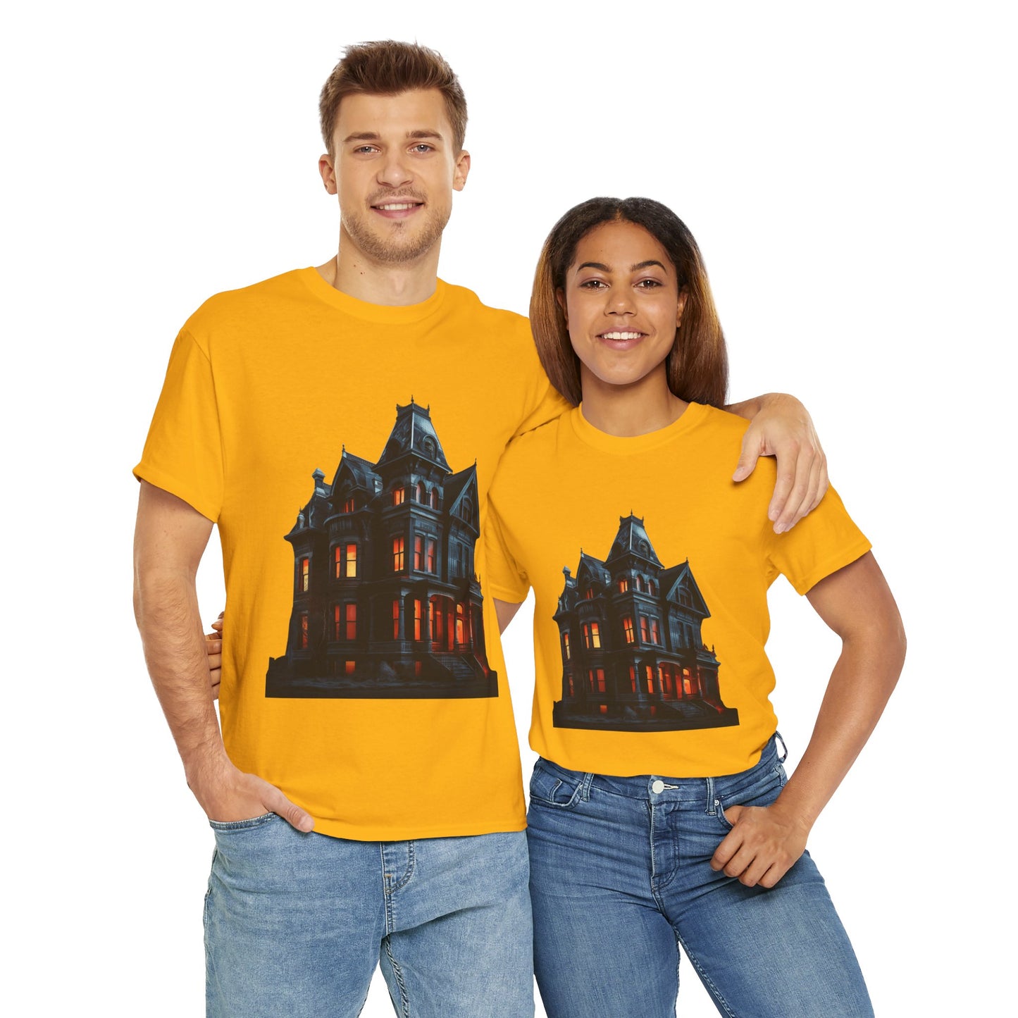 Haunted Victorian House And Loving It Graphic Tee Shirt T-Shirt - Unisex Heavy Cotton, Horror, Scary, Halloween, Gothic, Geek, Nerd