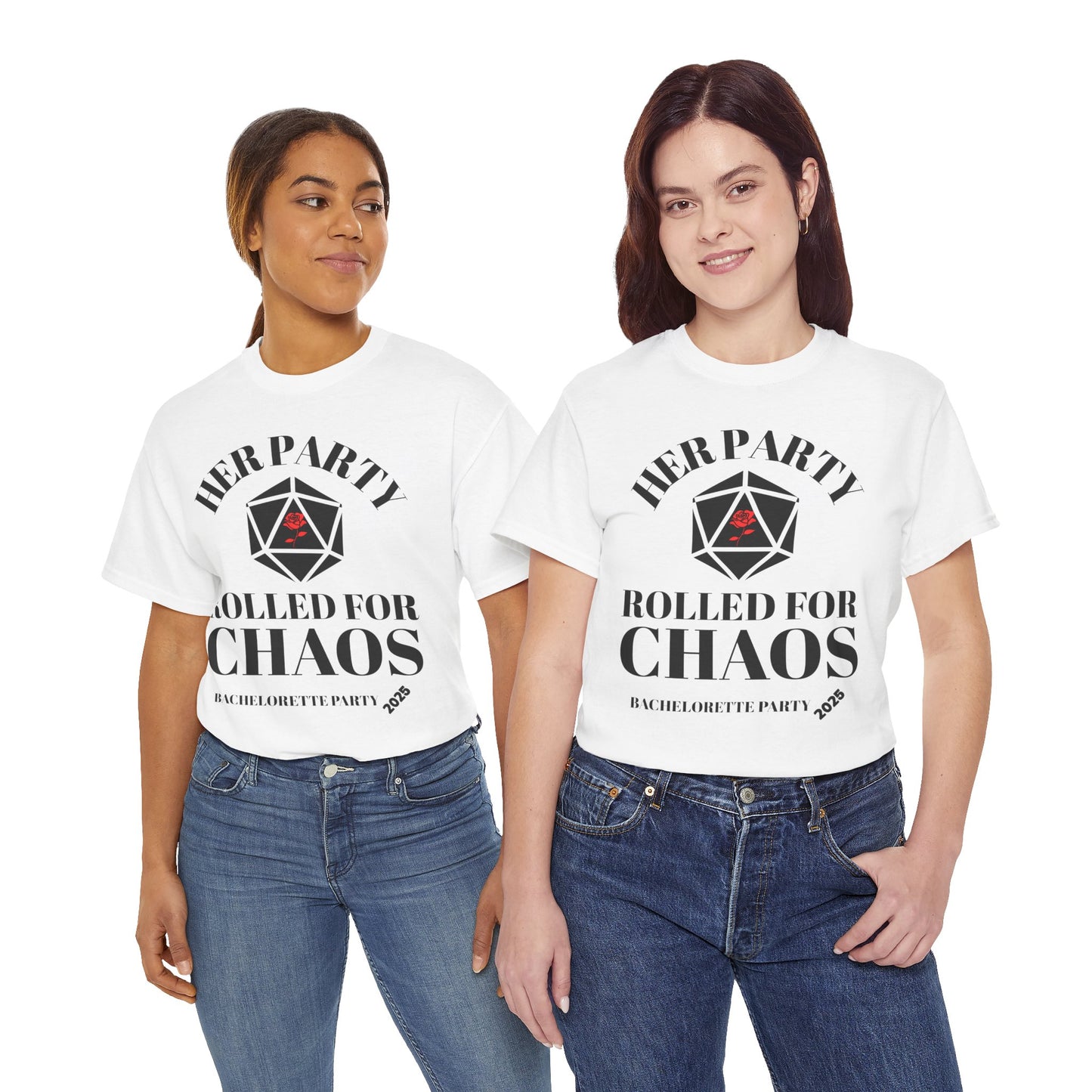 Rolled For Chaos Bachelorette Party 2025 Tee - Unisex Heavy Cotton Shirt, Weeding, Engagement, D&D, DND, RPG, TTRPG, Geek, Nerd