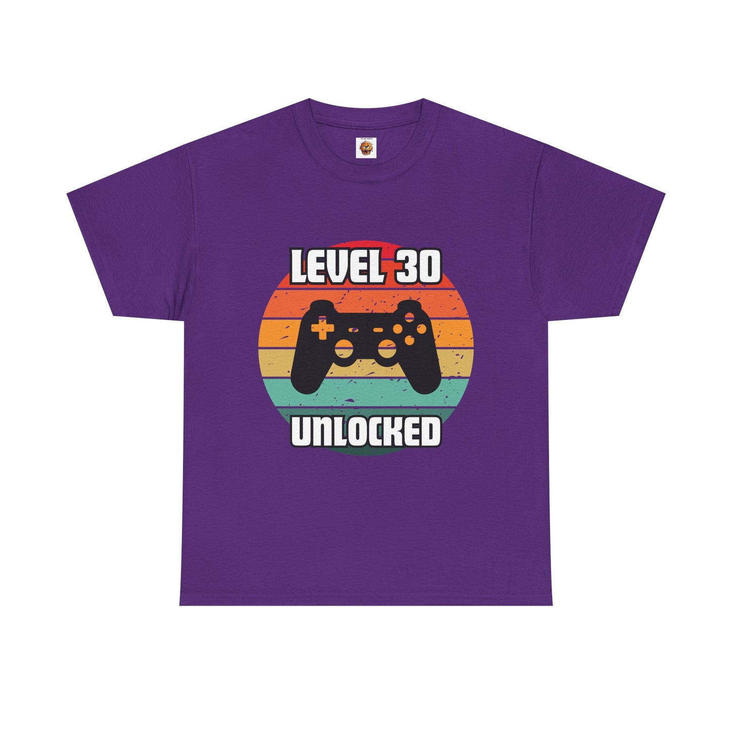 Gaming Level 30 Unlocked Tee - Unisex Heavy Cotton T-Shirt, Video Game, Gamer, Happy Birthday Shirt, Geek, Nerd, Retro
