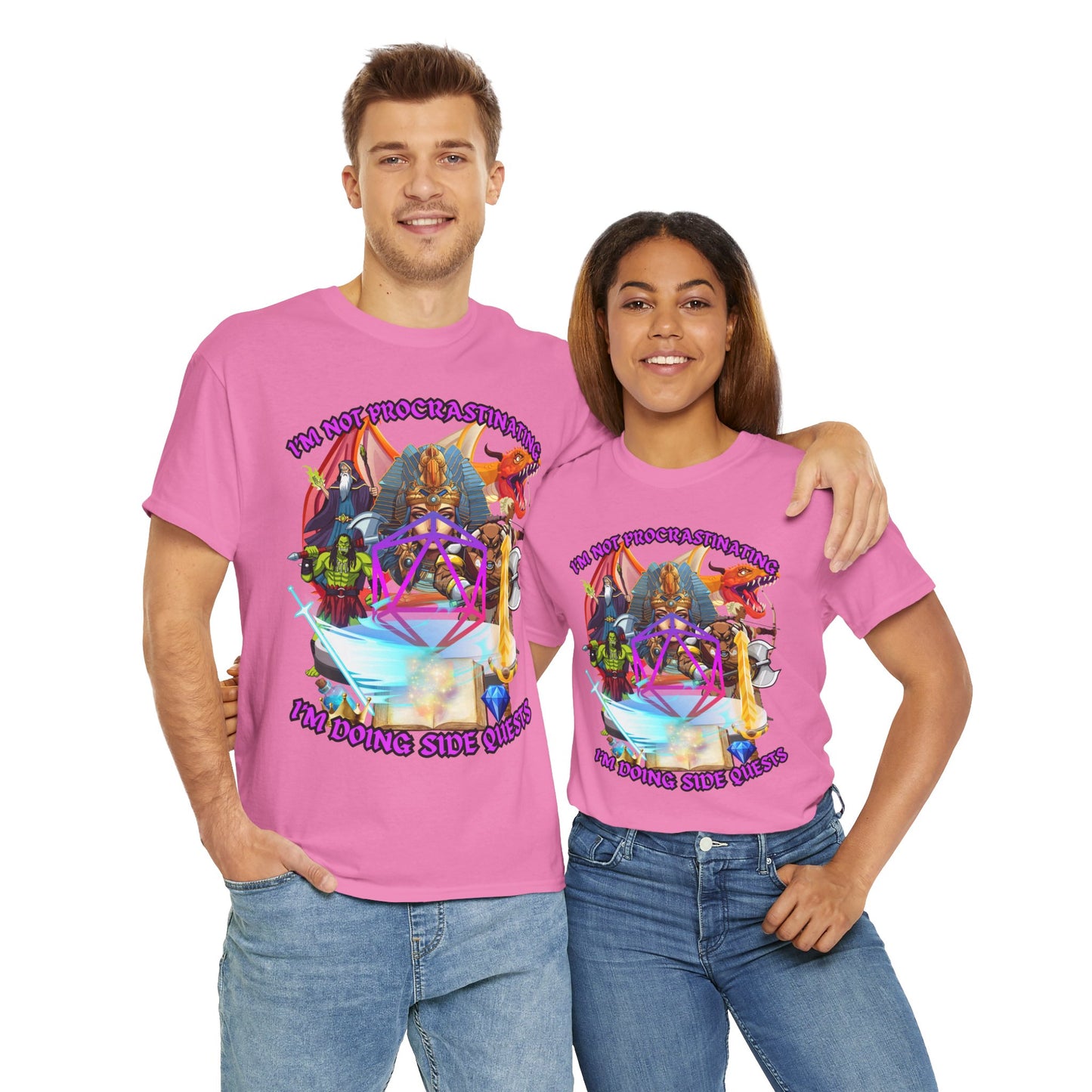 Quirky Funny Graphic Tee - "I'm Not Procrastinating, I'm Doing Side Quests" - Fun Gift for Gamers, Cozy Casual Wear, Summer Vibes, DND, RPG, TTRPG, Geek, Nerd