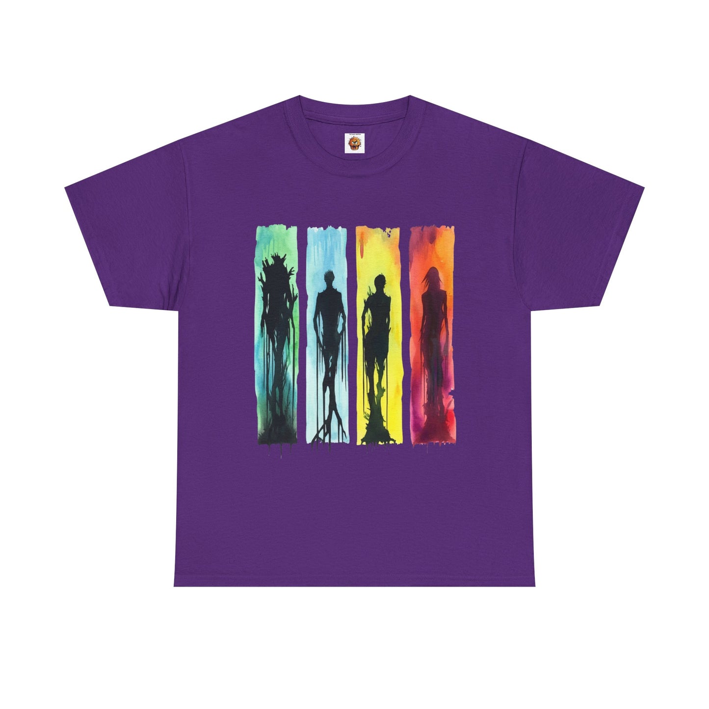 Watercolor Brushstroke Horror Monsters Unisex Heavy Cotton Tee Shirt - Zombie, Scary, Halloween, T-Shirt, Colorful, Geek, Nerd