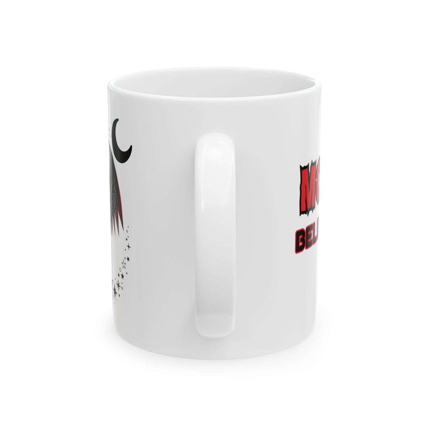 Funny Motivational Ceramic Mug - "Mothman Believes in You!" - Custom Design, Ideal Gift for Inspiration & Encouragement, Horror, Scary, Halloween, Geek, Nerd
