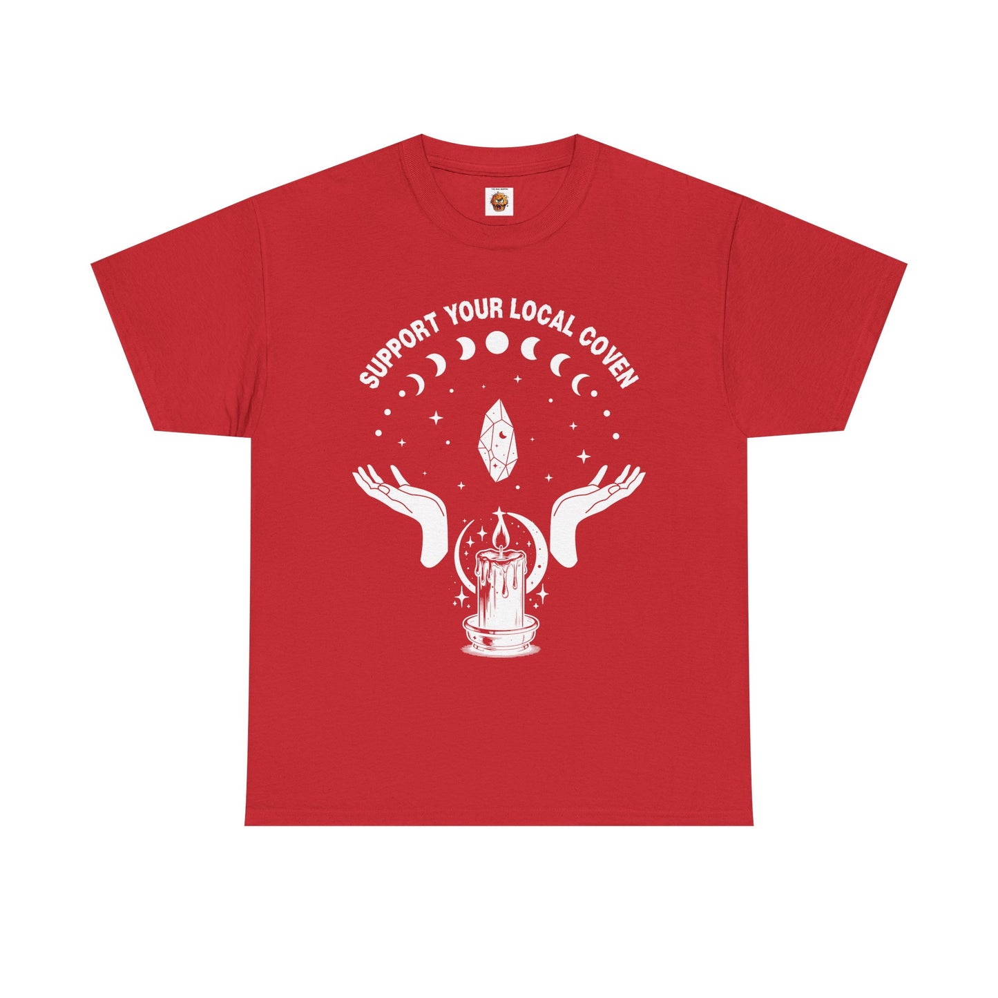 Support Your Local Coven Unisex Heavy Cotton Tee Shirt T-Shirt - Perfect for Halloween Lovers, Witch, Withcraft, Magic, Halloween, Geek, Nerd