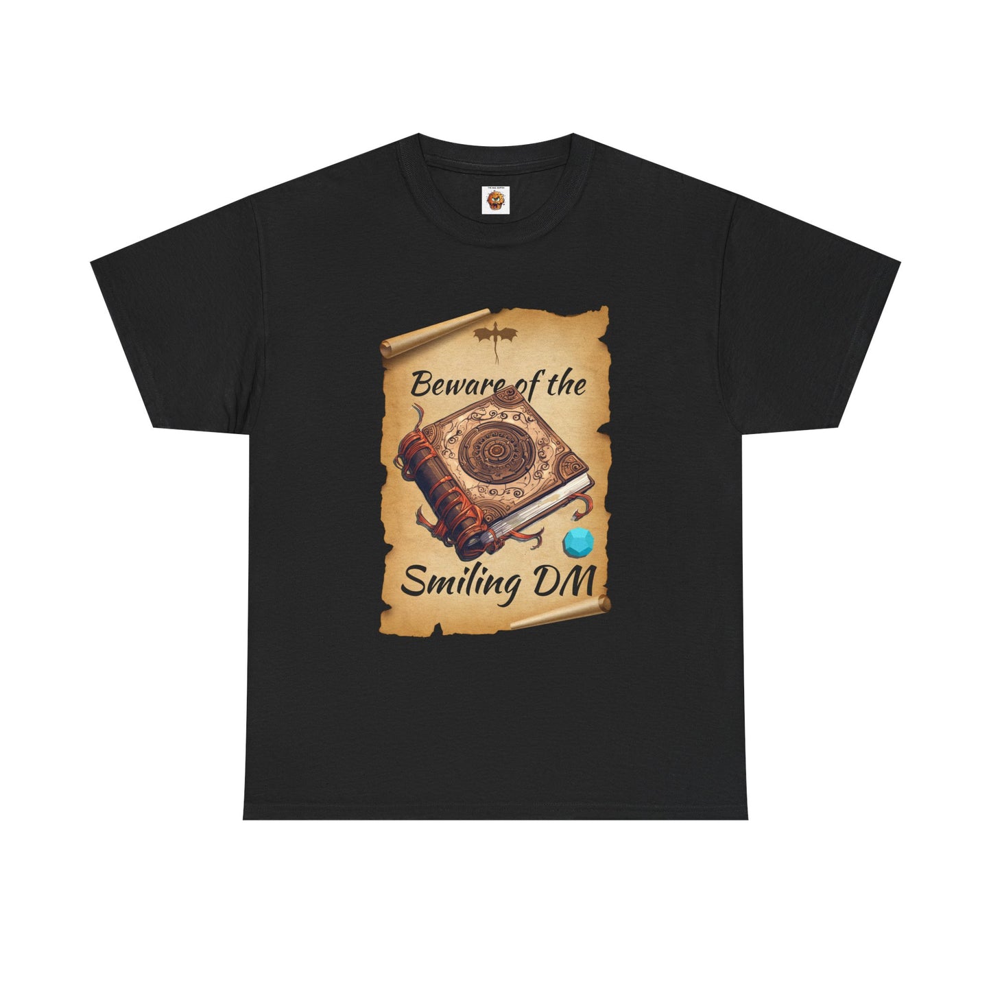 Unisex Heavy Cotton Tee - "Beware of the Smiling DM" RPG Humor Shirt, Ideal for Gamers, Casual Wear, Gifts for D&D Fans, Fun T-Shirt, D20, DND, TTRPG, Geek, Nerd