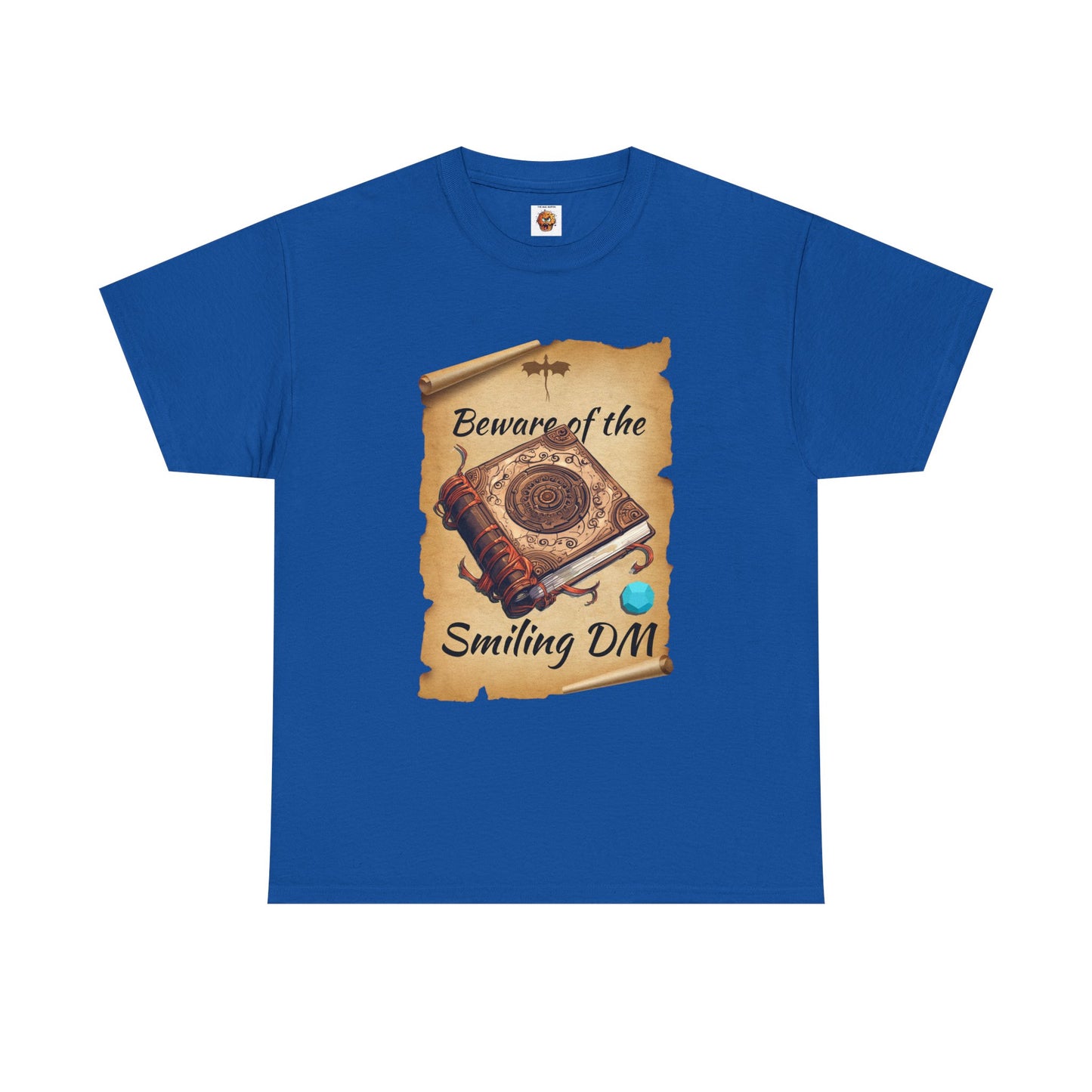 Unisex Heavy Cotton Tee - "Beware of the Smiling DM" RPG Humor Shirt, Ideal for Gamers, Casual Wear, Gifts for D&D Fans, Fun T-Shirt, D20, DND, TTRPG, Geek, Nerd