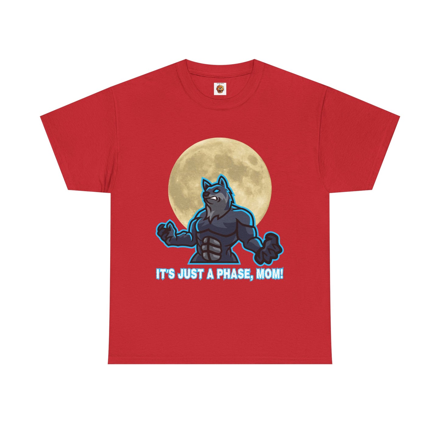 'It's Just A Phase, Mom!' Moon & Werewolf Graphic Tee Shirt T-Shirt – Perfect for Teenagers and Moms! Funny, Horror, Scary, Gothic, Halloween, Geek, Nerd