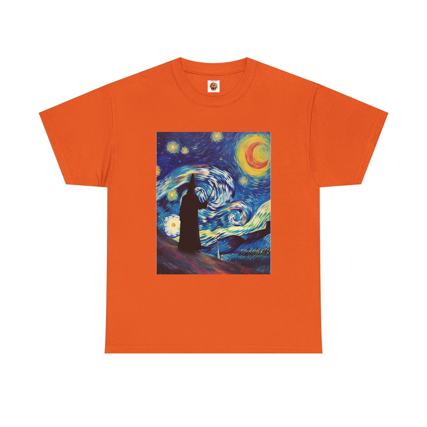 Casting Wizard Starry Night Unisex Heavy Cotton Tee - Artistic Graphic T-Shirt, D&D, DND, Fantasy, Magic, RPG, TTRPG, Geek, Nerd
