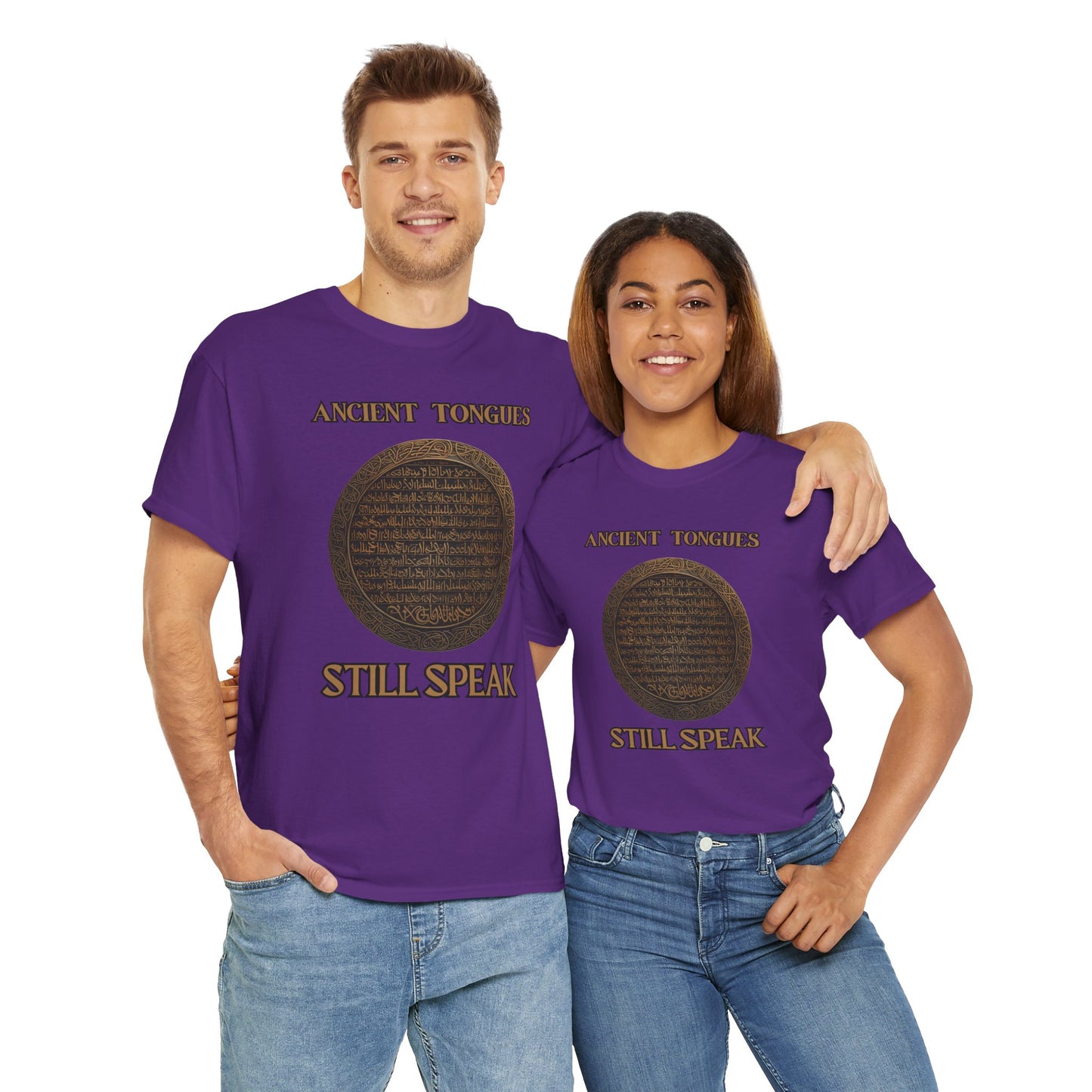 'Ancient Tongues Still Speak' Old Elvish Dwarvish Language Unisex Heavy Cotton Tee, Graphic Tee, Gift for Linguists, Casual Wear, Unique Quote Shirt, DND, RPG, TTRPG, Geek, Nerd