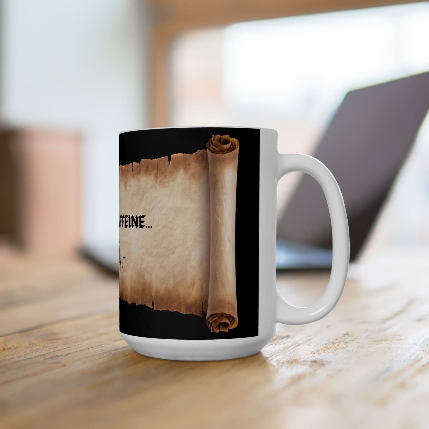 D&D DND Roll for Caffeine Ceramic Mug - Perfect for Gamers and Coffee Lovers, RPG, TTRPG, Roleplaying, Geek, Nerd