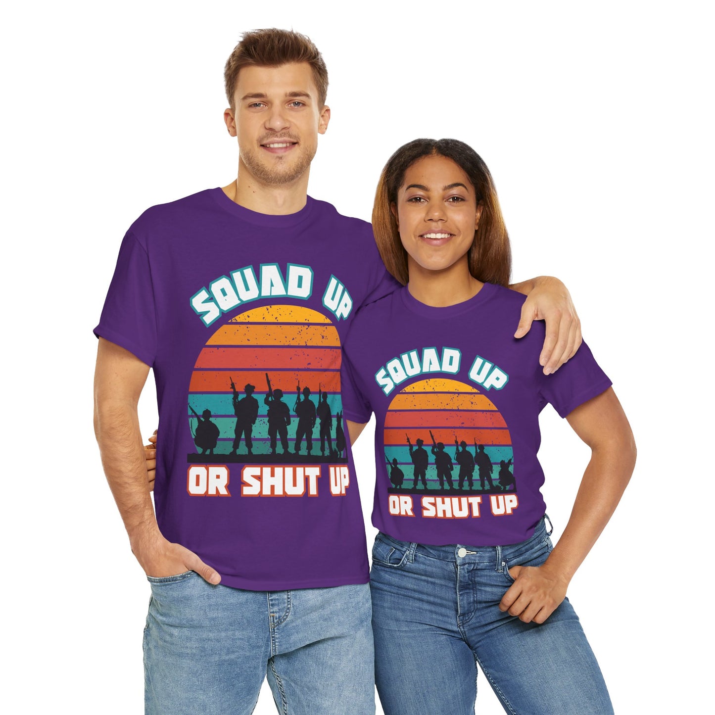 Squad Up Military Unisex Heavy Cotton Tee Shirt - Gamer, Gaming Graphic T-Shirt for Friends, Parties, and Casual Wear, Geek, Nerd