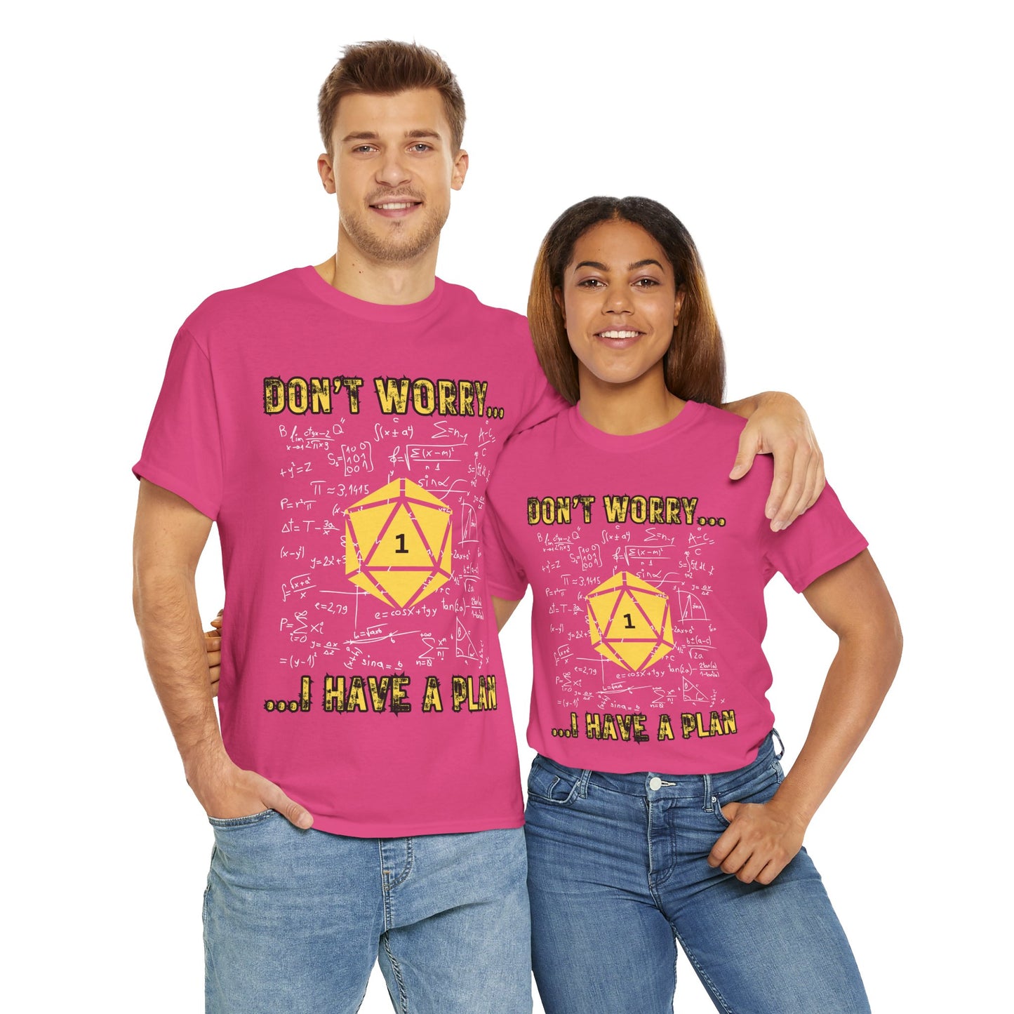 Funny Math Dungeons and Dragons DND Unisex Heavy Cotton Tee Shirt - "Don't Worry... I Have a Plan", T-Shirt, RPG, TTRPG, Roleplaying, Geek, Nerd